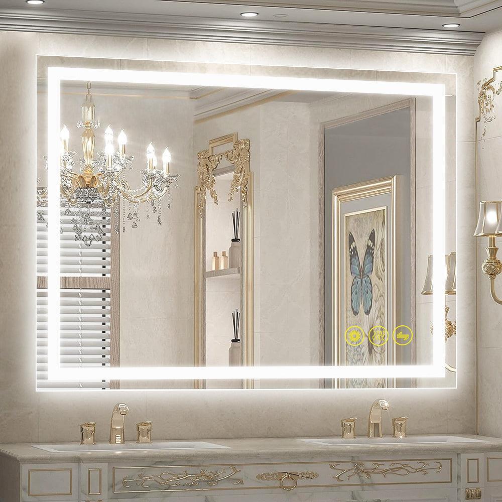 Parrot Uncle GlareGuard Rectangular Anti-Fog Dimmable Backlit LED Bathroom Vanity Mirror - Image 44