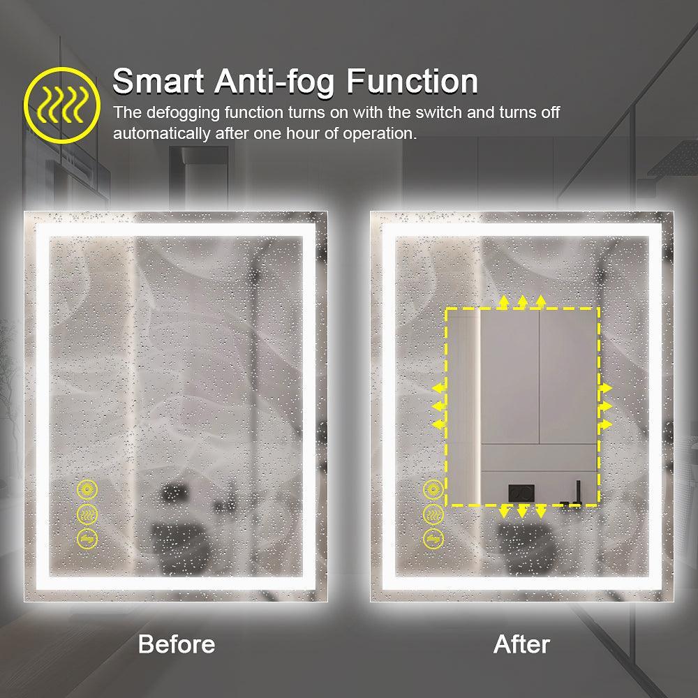 Parrot Uncle GlareGuard Rectangular Anti-Fog Dimmable Backlit LED Bathroom Vanity Mirror - Image 48
