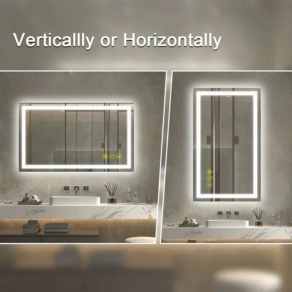 Parrot Uncle GlareGuard Rectangular Anti-Fog Dimmable Backlit LED Bathroom Vanity Mirror - Image 5
