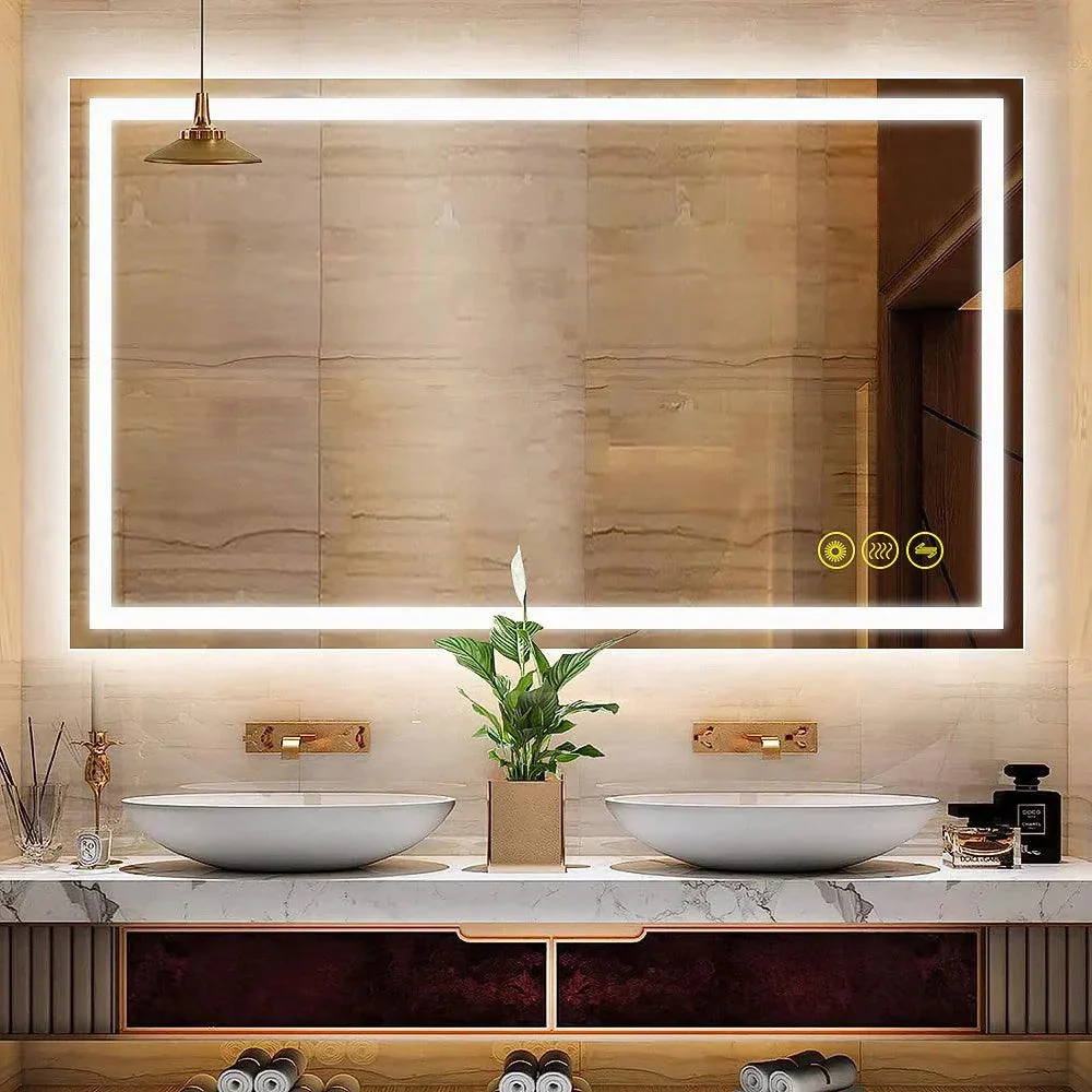 Parrot Uncle GlareGuard Rectangular Anti-Fog Dimmable Backlit LED Bathroom Vanity Mirror - Image 6