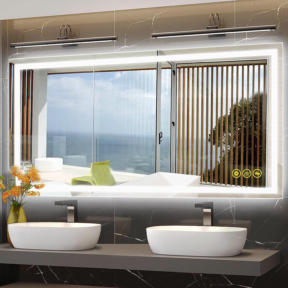 Parrot Uncle GlareGuard Rectangular Anti-Fog Dimmable Backlit LED Bathroom Vanity Mirror - Image 7