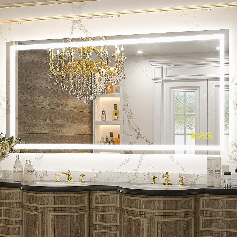 Parrot Uncle GlareGuard Rectangular Anti-Fog Dimmable Backlit LED Bathroom Vanity Mirror - Image 8