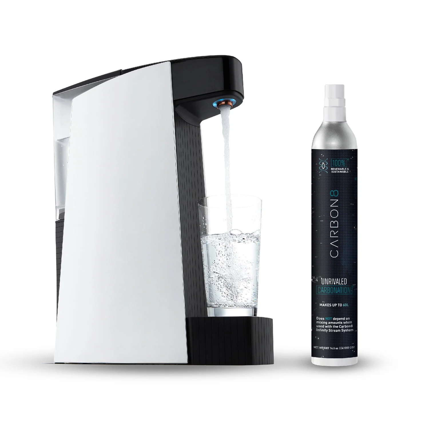 Carbon8 Kit - One Touch Sparkling Water Maker + Filter & Lemon8 + Co2 Cylinder - White - Image 8