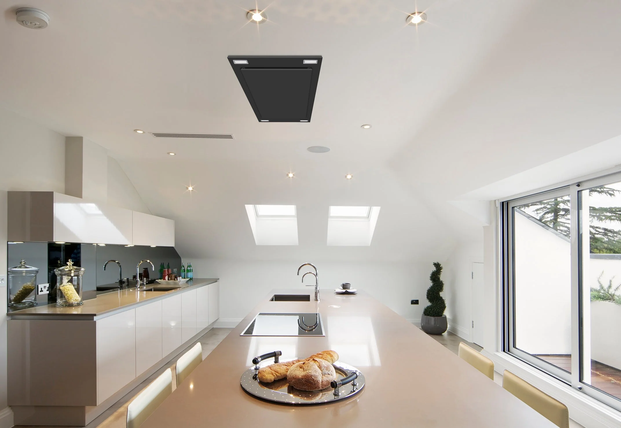 Victory Sunset 38.5-Inch CFM Black Flush Ceiling Range Hood in Black (Sunset-BK) - Image 4