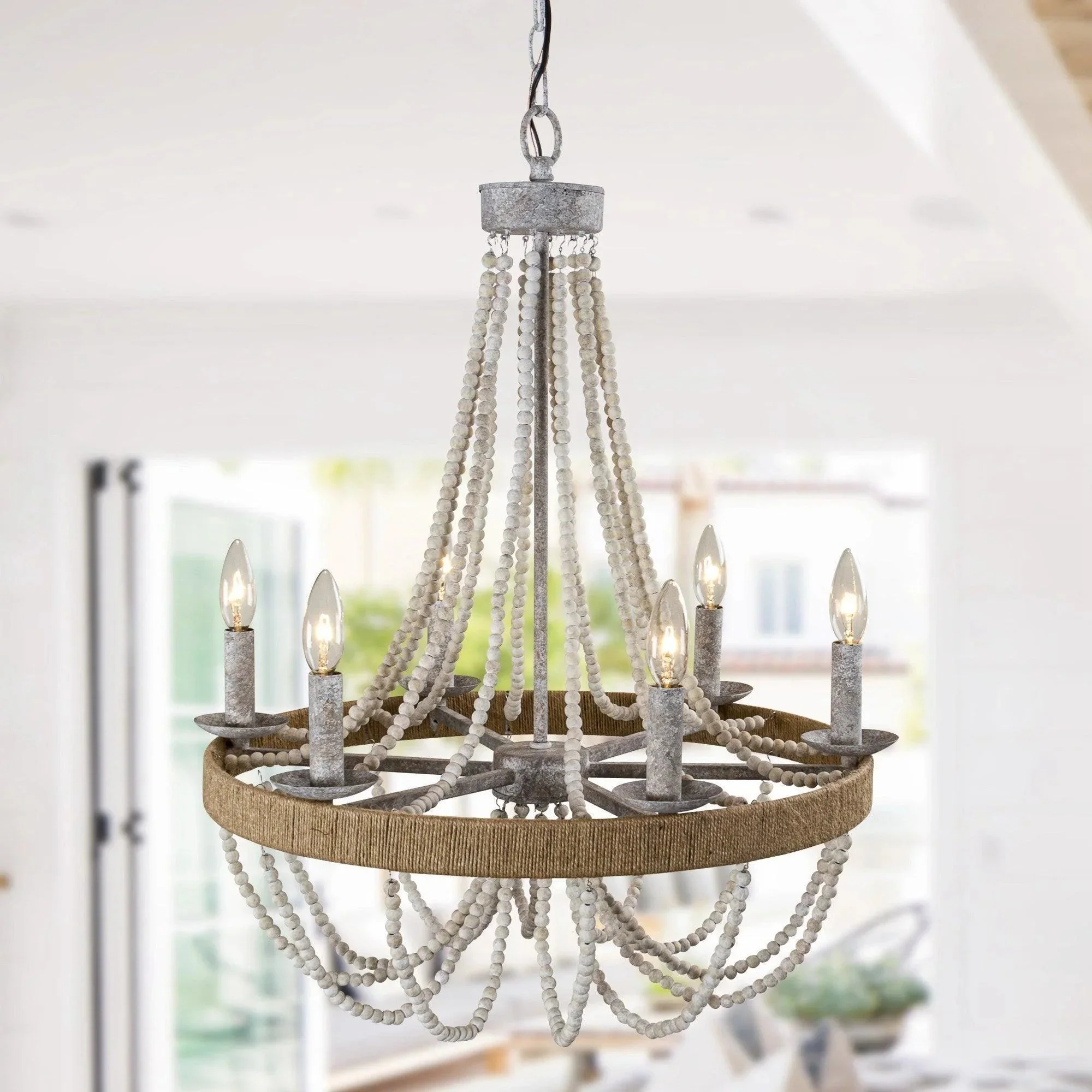 Parrot Uncle Chokio 6-Light Wood Bead Chandelier (8803-6110V) - Image 3