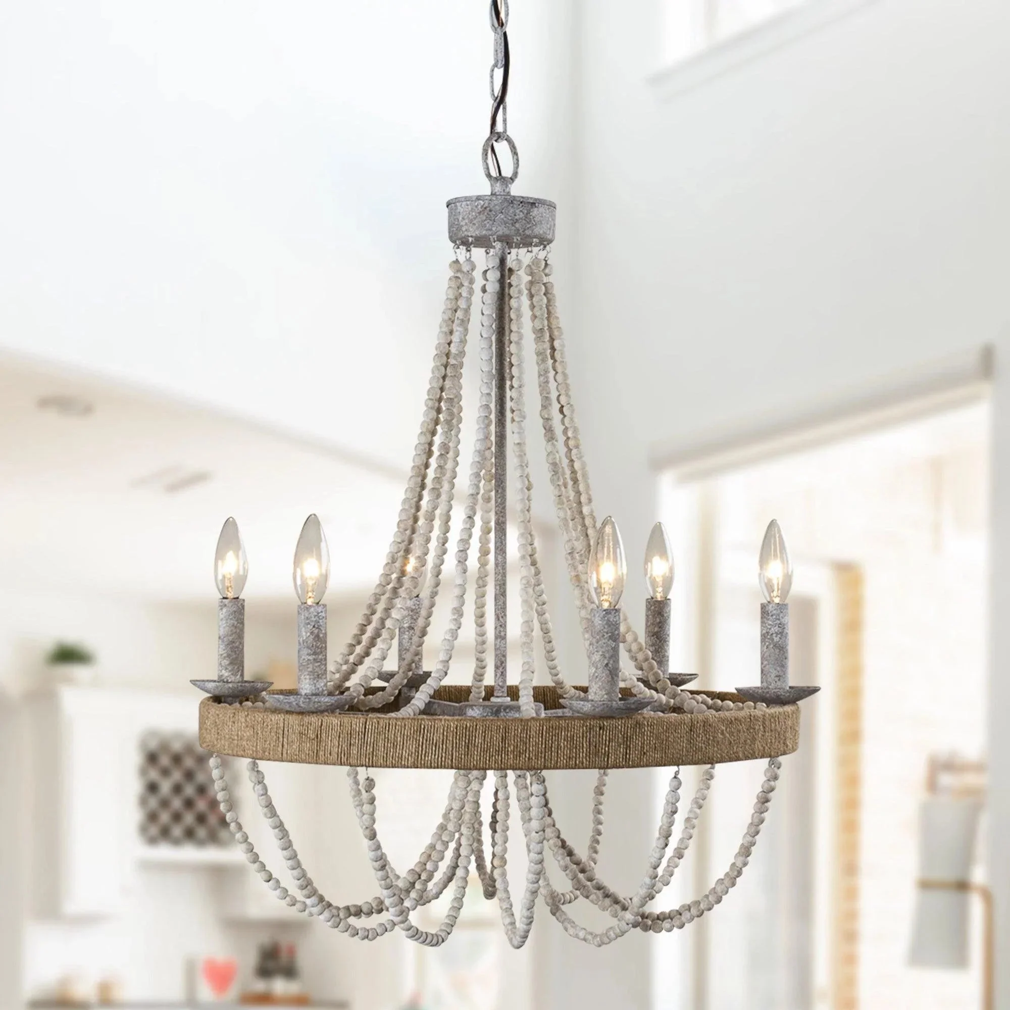 Parrot Uncle Chokio 6-Light Wood Bead Chandelier (8803-6110V) - Image 6