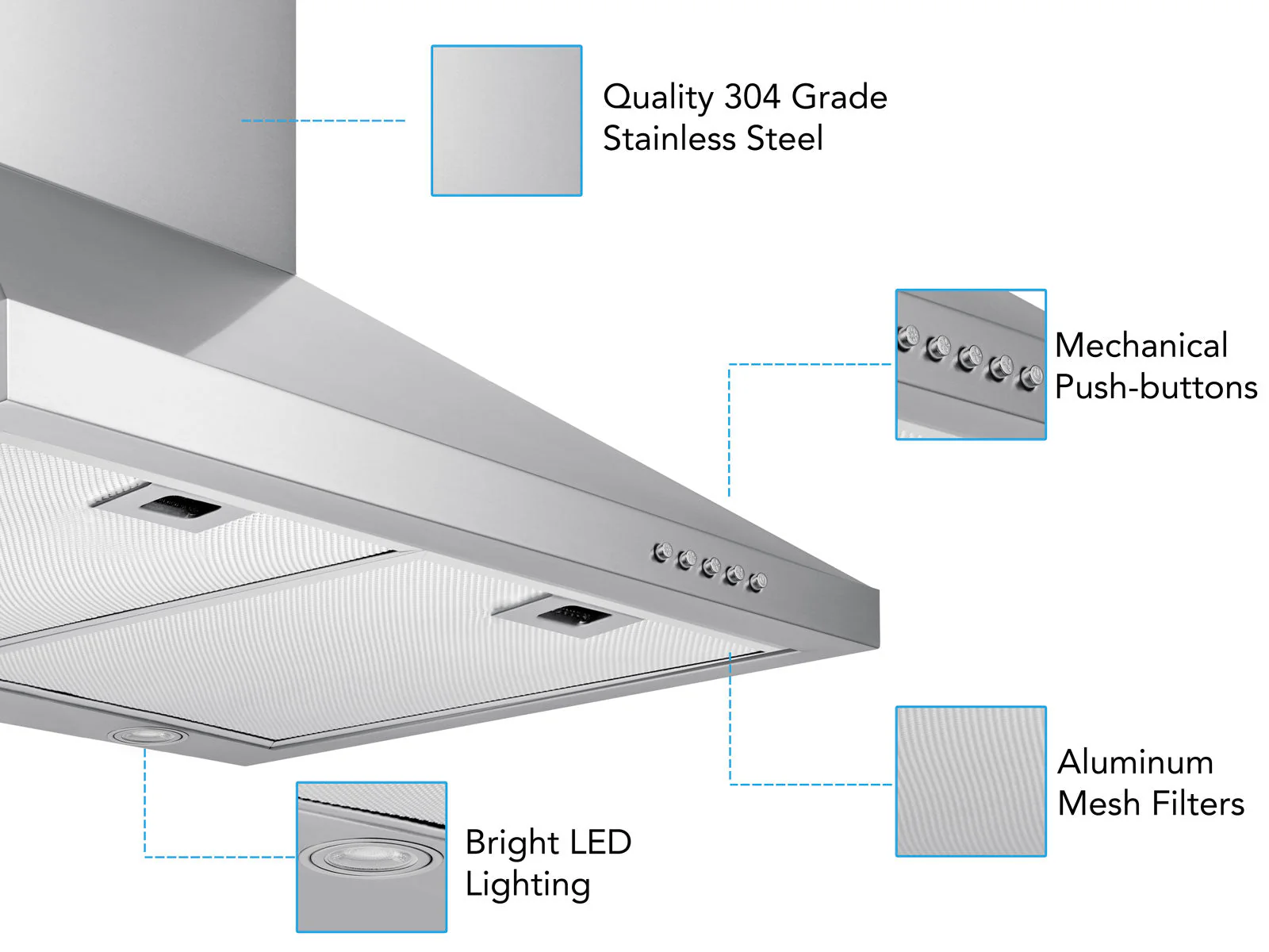 Victory Classic 30-Inch 600 CFM Wall Mount Range Hood in Stainless Steel (CLASSIC-30) - Image 3