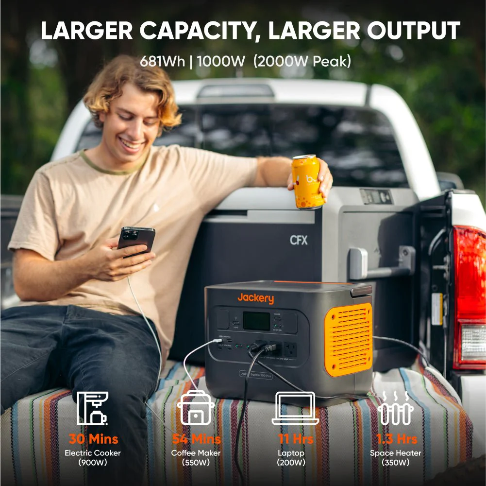 Jackery Explorer 700 Plus Portable Power Station Backup Power Solution 1000W (2000W Peak) 1.7 H Fast Wall Charging - Image 3