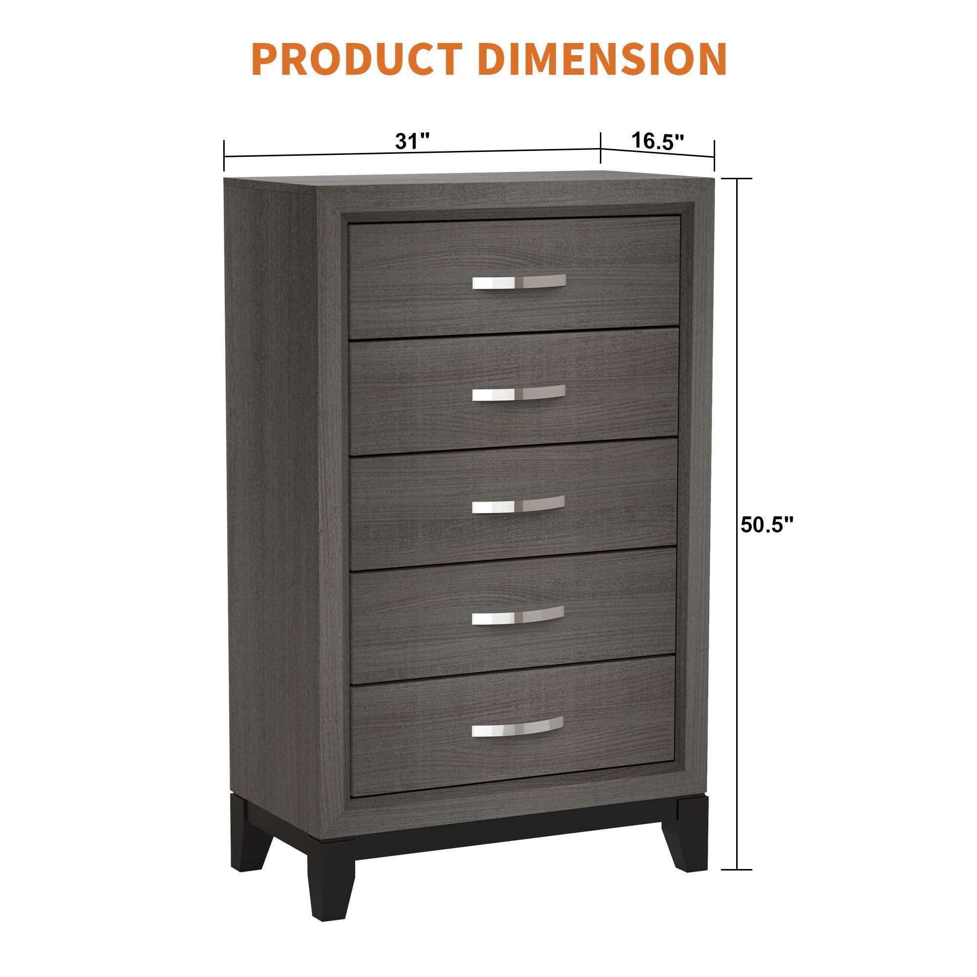 Parrot Uncle Contemporary 31-Inch Chest with 5-Drawer for Bedroom, Livingroom - Image 10