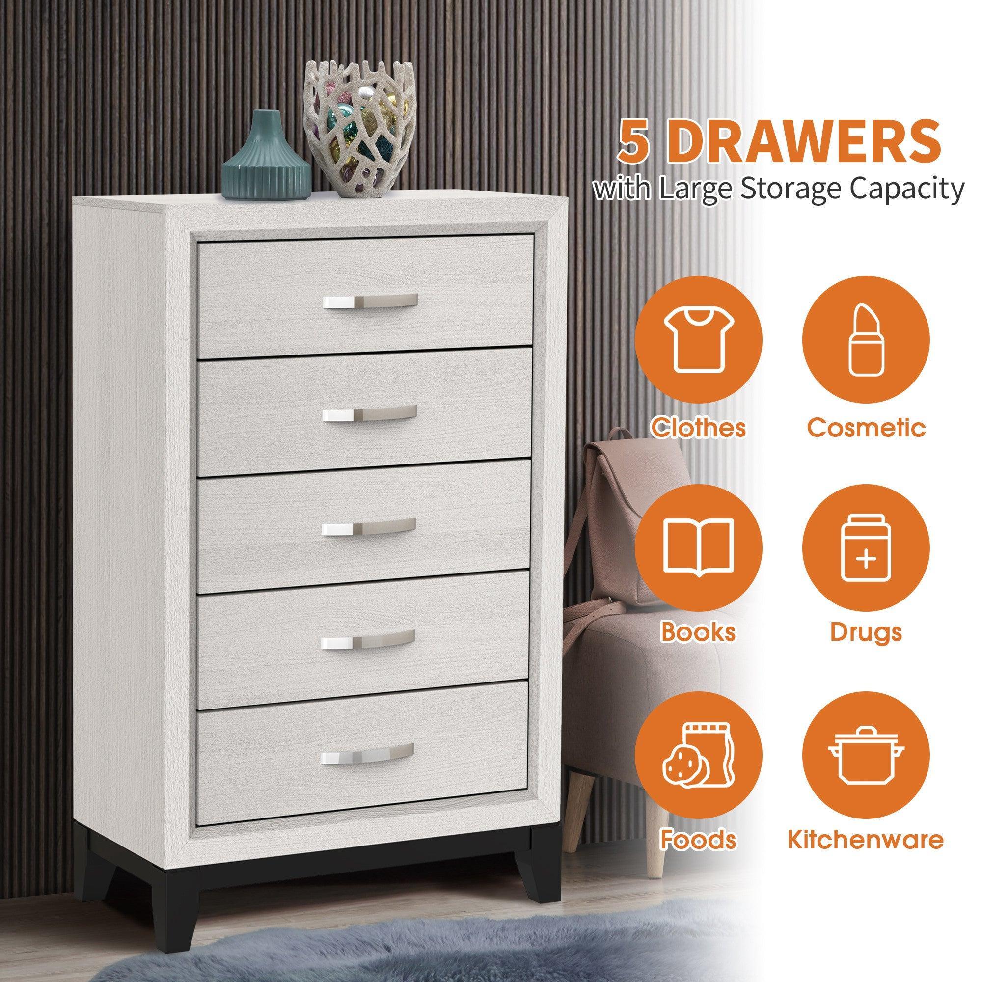 Parrot Uncle Contemporary 31-Inch Chest with 5-Drawer for Bedroom, Livingroom - Image 13