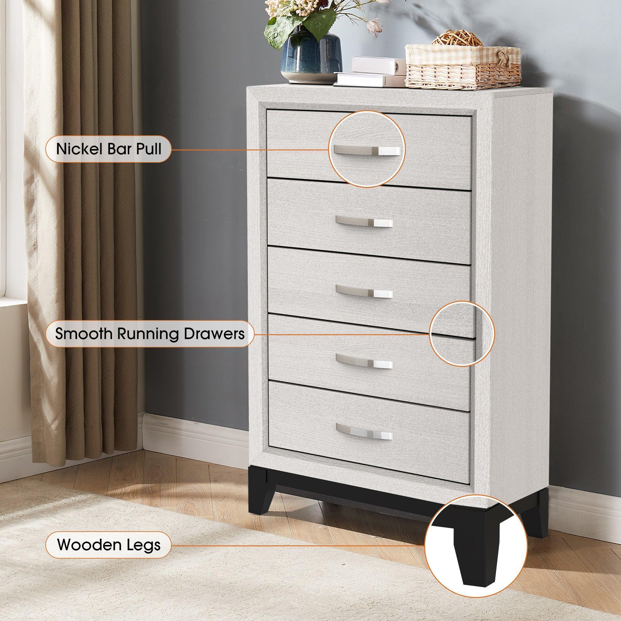 Parrot Uncle Contemporary 31-Inch Chest with 5-Drawer for Bedroom, Livingroom - Image 14