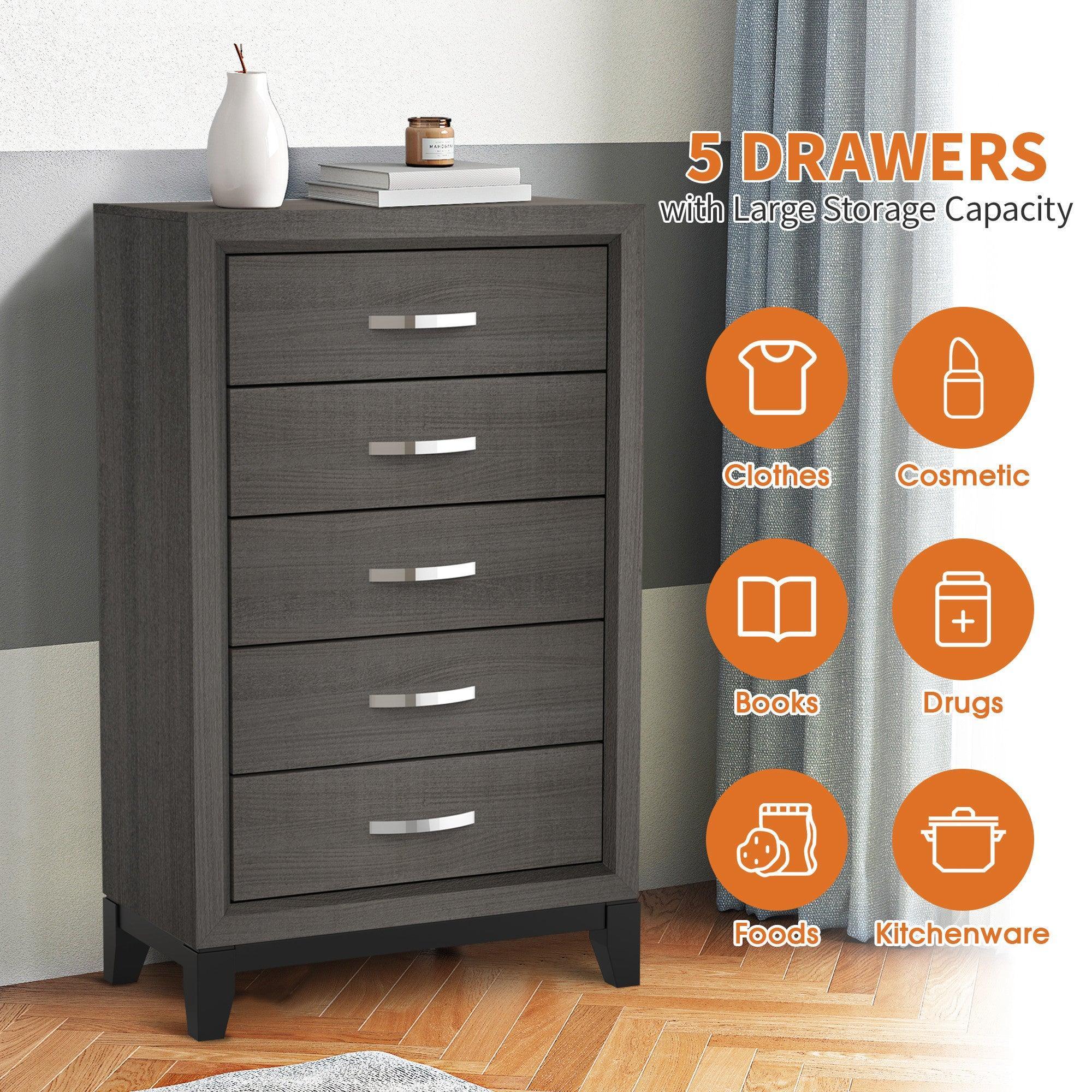 Parrot Uncle Contemporary 31-Inch Chest with 5-Drawer for Bedroom, Livingroom - Image 4