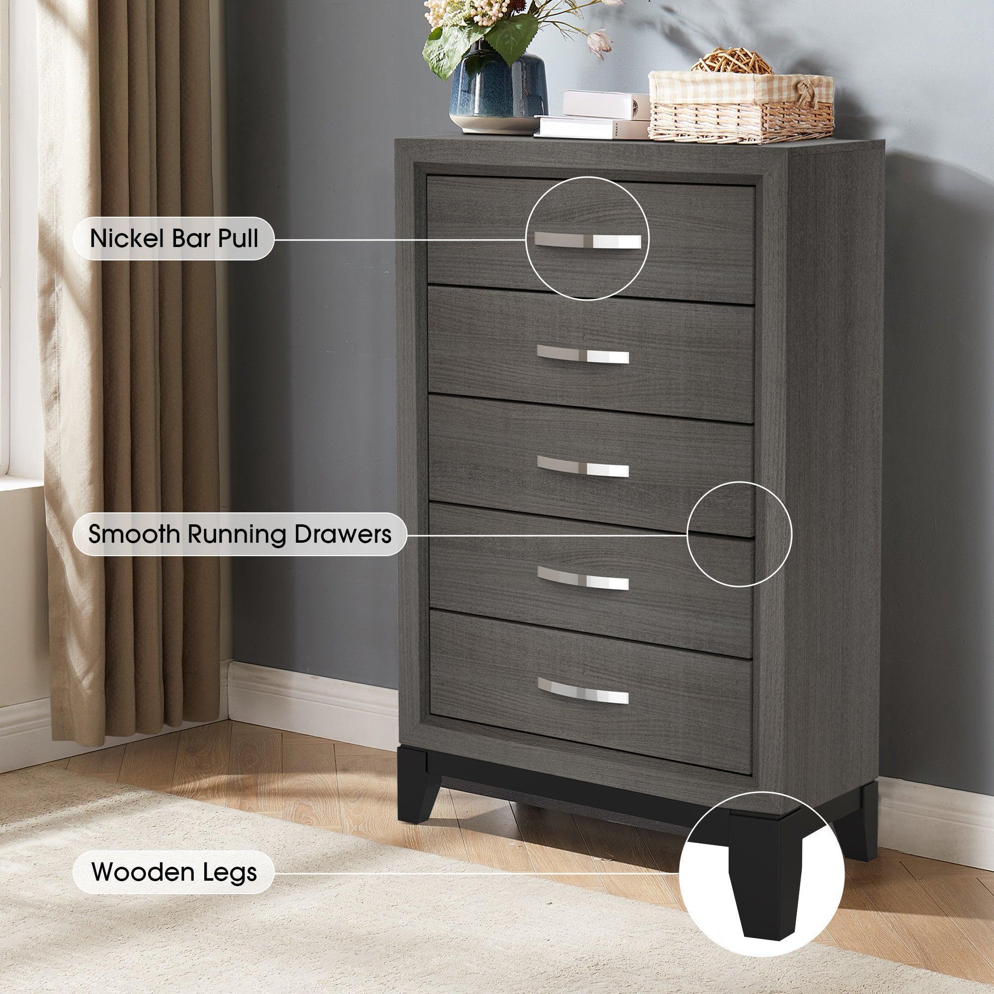 Parrot Uncle Contemporary 31-Inch Chest with 5-Drawer for Bedroom, Livingroom - Image 5