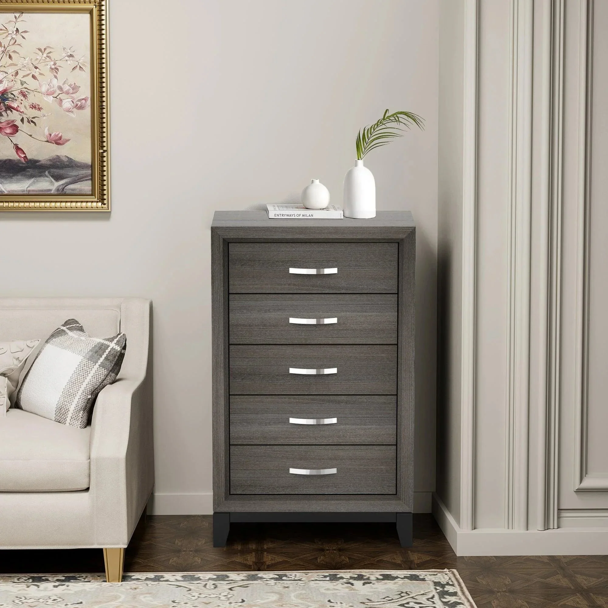 Parrot Uncle Contemporary 31-Inch Chest with 5-Drawer for Bedroom, Livingroom - Image 7