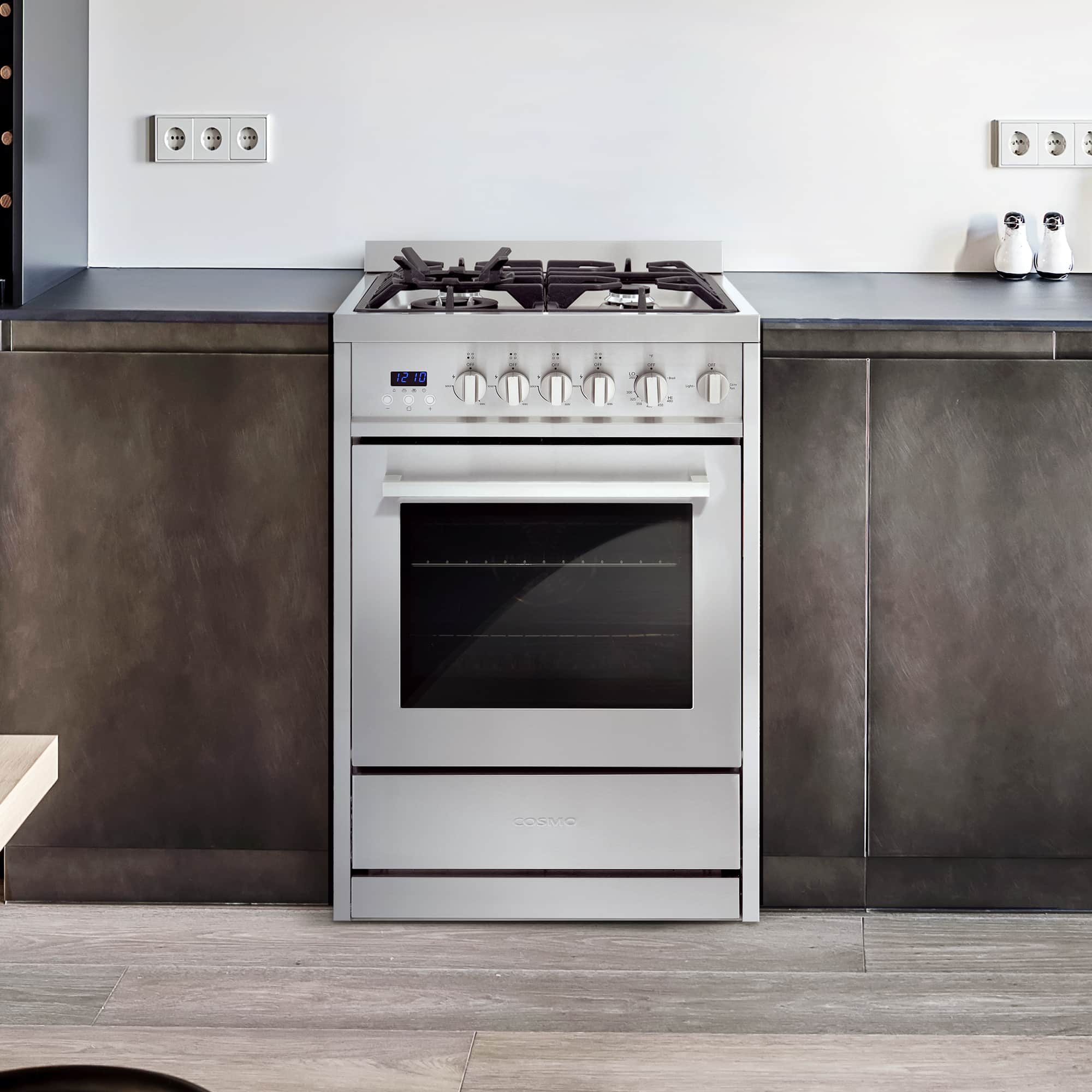 Cosmo 24-Inch 2.73 Cu. Ft. Single Oven Gas Range with 4 Burner Cooktop in Stainless Steel (COS-244AGC) - Image 3