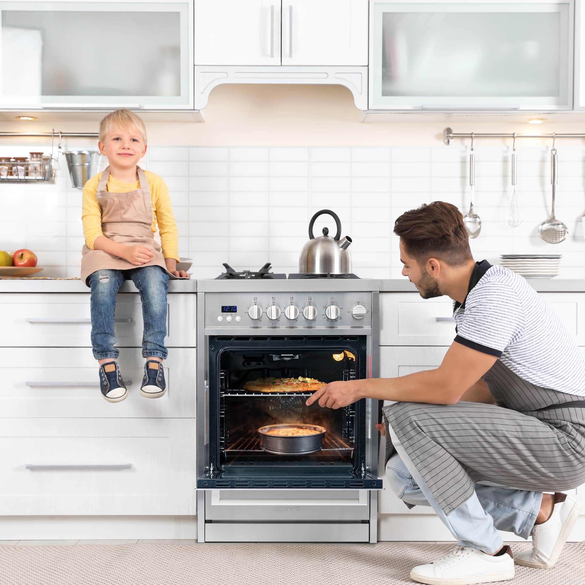 Cosmo 24-Inch 2.73 Cu. Ft. Single Oven Gas Range with 4 Burner Cooktop in Stainless Steel (COS-244AGC) - Image 5
