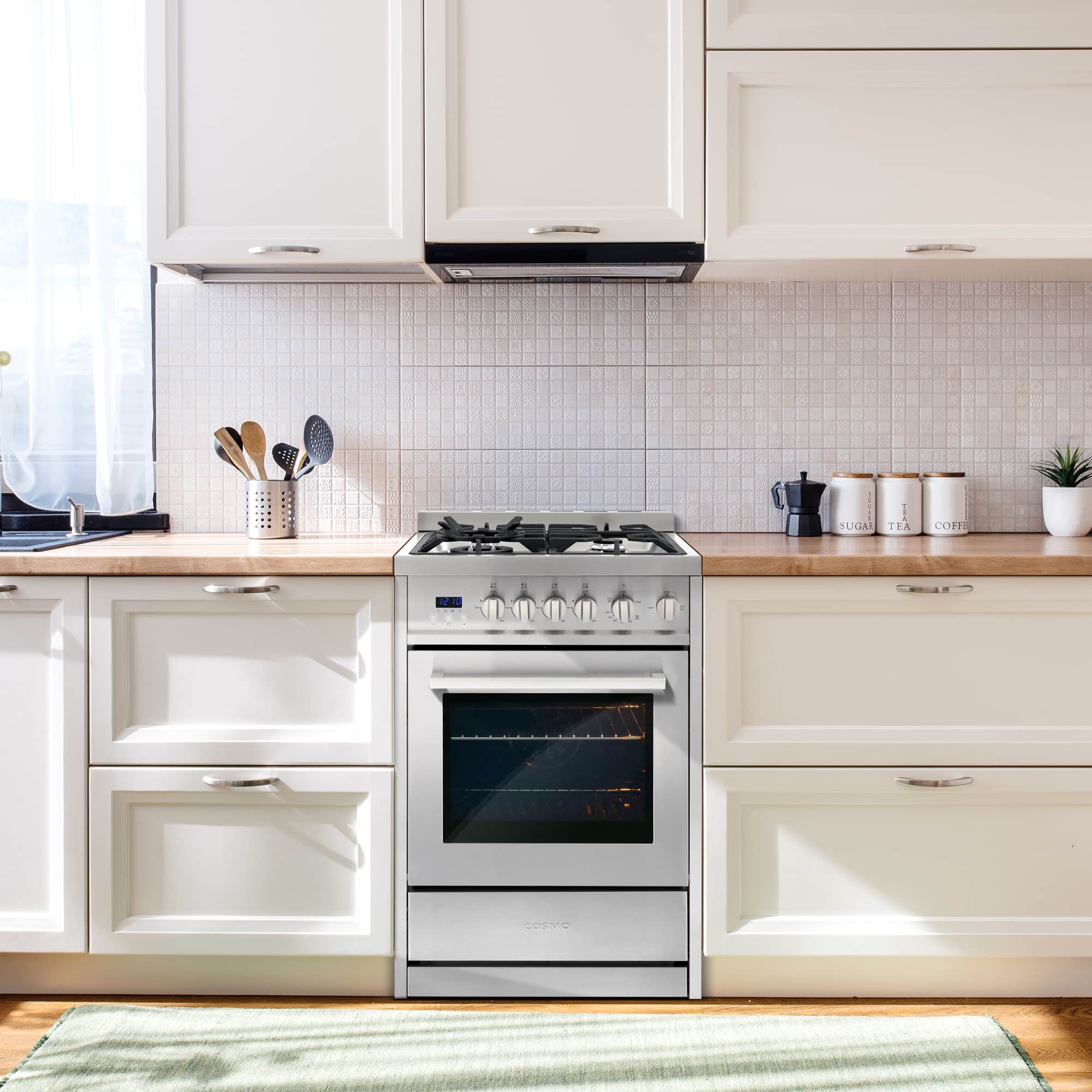 Cosmo 24-Inch 2.73 Cu. Ft. Single Oven Gas Range with 4 Burner Cooktop in Stainless Steel (COS-244AGC) - Image 6