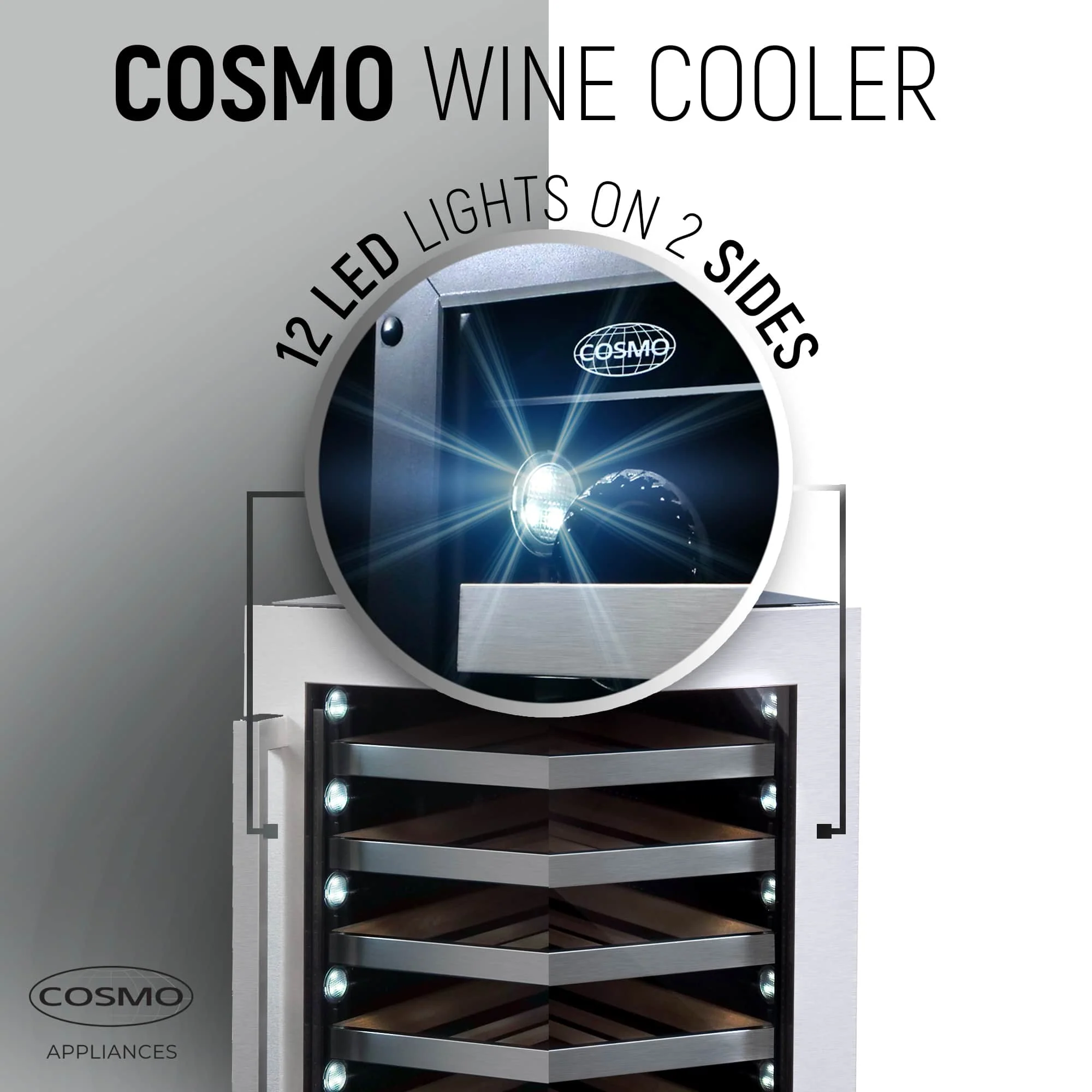 Cosmo 24-Inch 48 Bottles Capacity Wine Cooler in Stainless Steel (COS-24BIWCS) - Image 18
