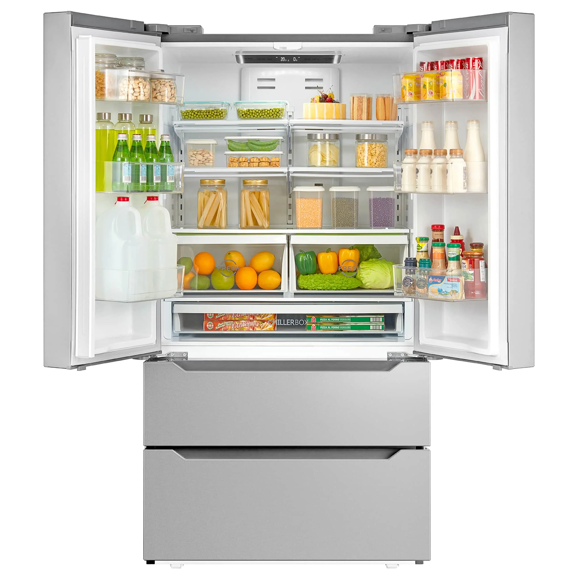 Cosmo 36-Inch 22.5 Cu.Ft Counter Depth French Door Refrigerator with Recessed Handle in Stainless Steel (COS-FDR225RHSS) - Image 3