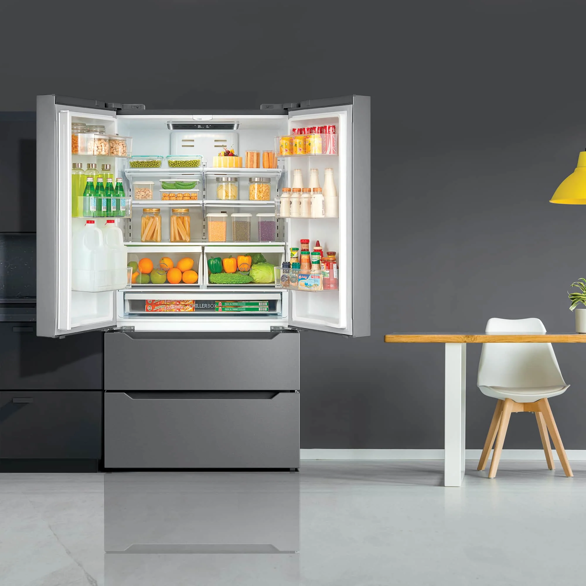Cosmo 36-Inch 22.5 Cu.Ft Counter Depth French Door Refrigerator with Recessed Handle in Stainless Steel (COS-FDR225RHSS) - Image 4