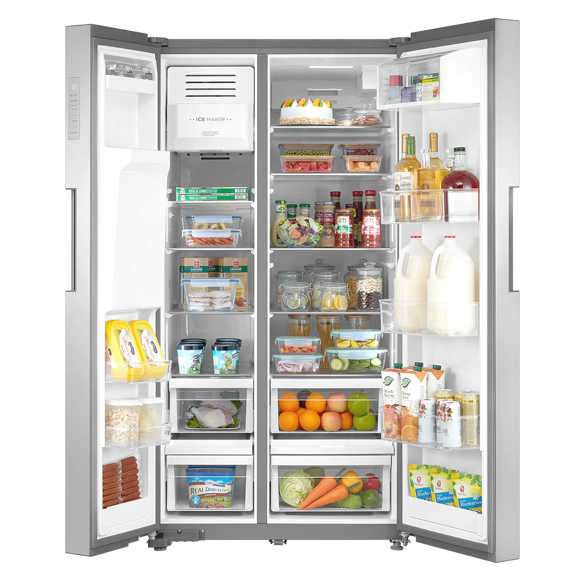 Cosmo 36-Inch 26.3 Cu. Ft. Side-by-Side Refrigerator with Water and Ice Dispenser in Stainless Steel (COS-SBSR263RHSS) - Image 3