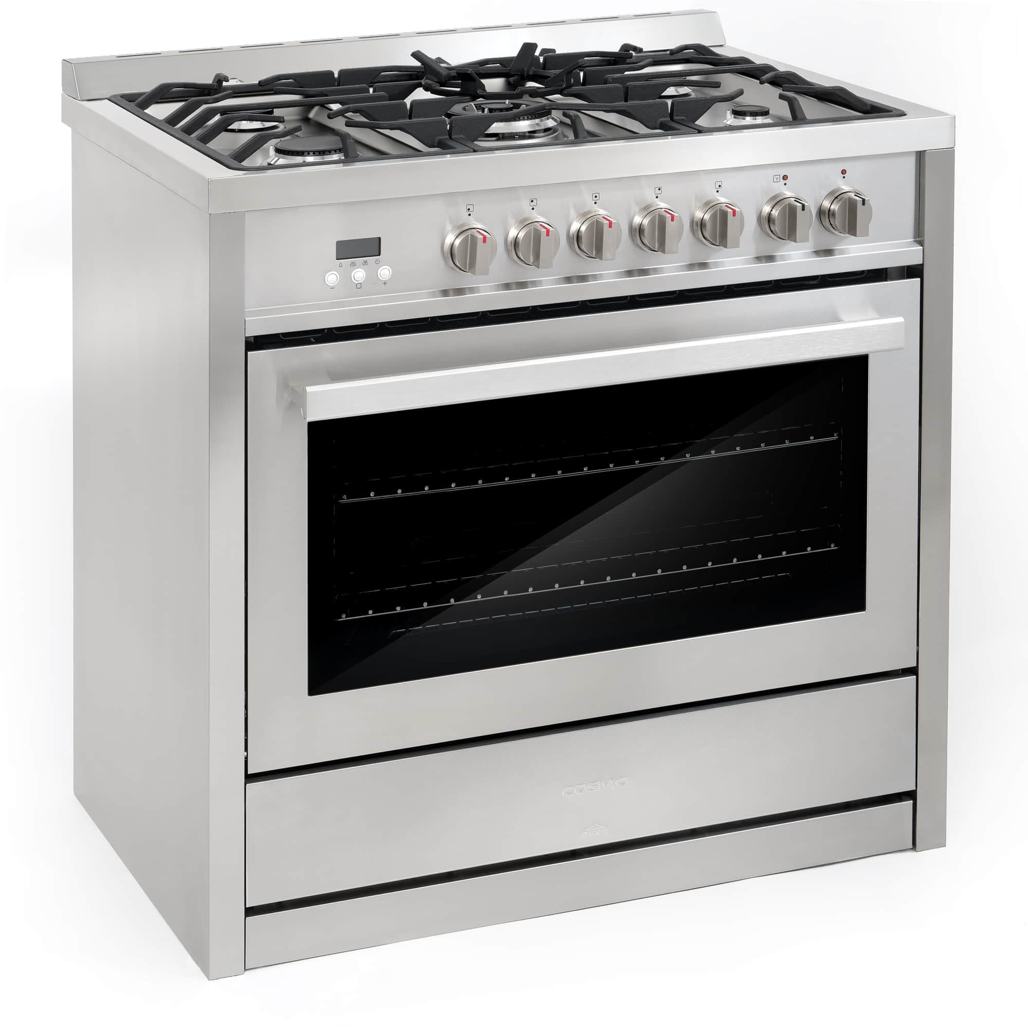 Cosmo 36-Inch 3.8 Cu. Ft. Single Oven Dual Fuel Range in Stainless Steel (COS-F965NF) - Image 4