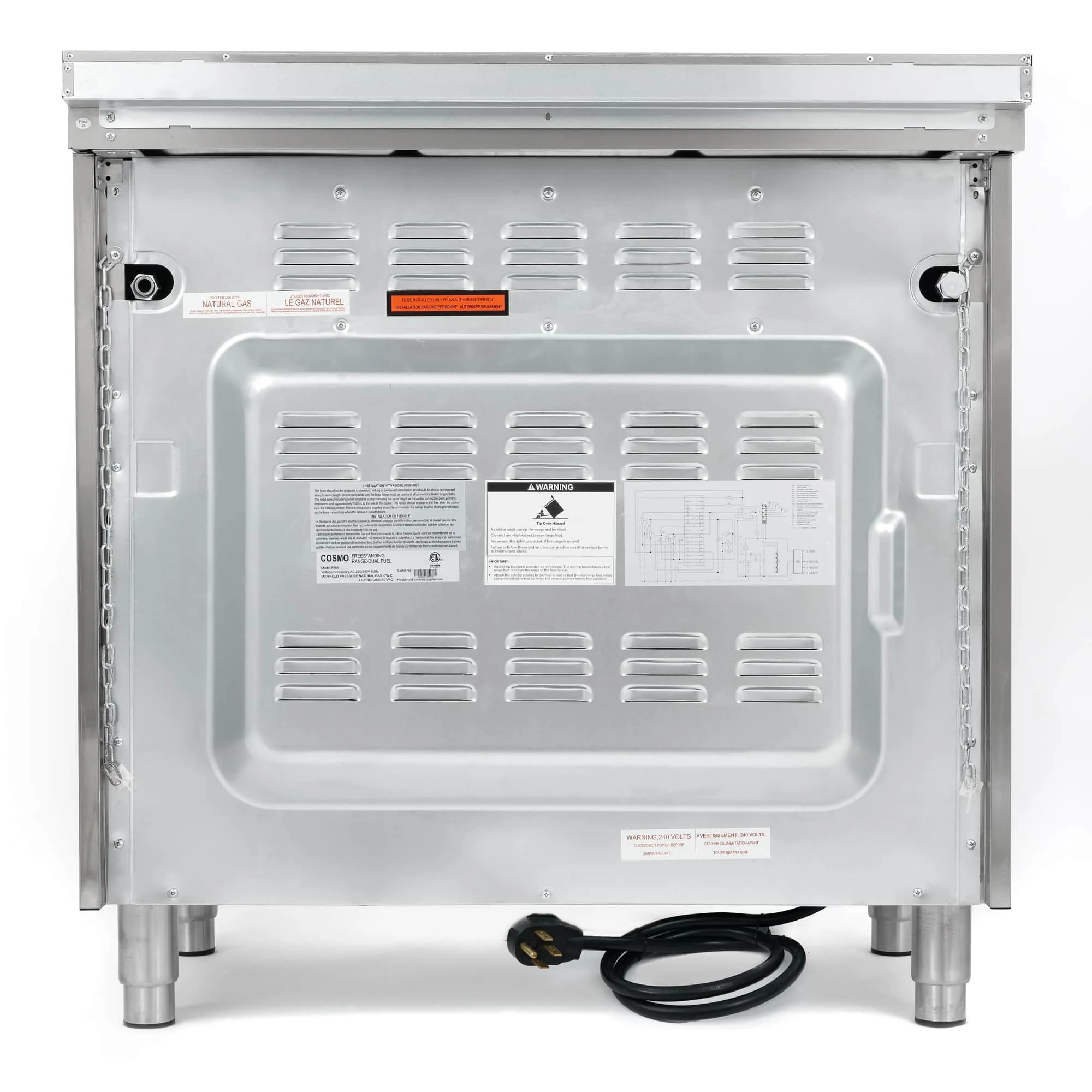 Cosmo 36-Inch 3.8 Cu. Ft. Single Oven Dual Fuel Range in Stainless Steel (F965) - Image 12
