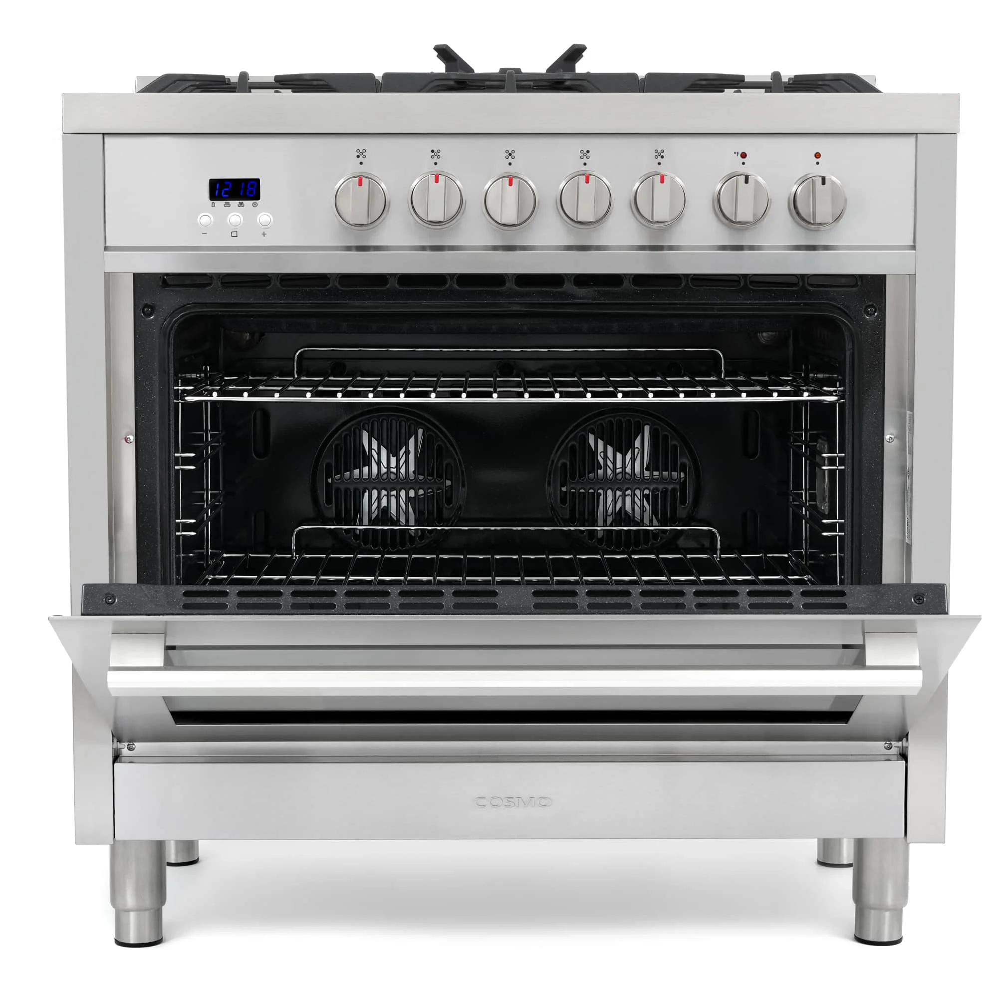 Cosmo 36-Inch 3.8 Cu. Ft. Single Oven Dual Fuel Range in Stainless Steel (F965) - Image 3