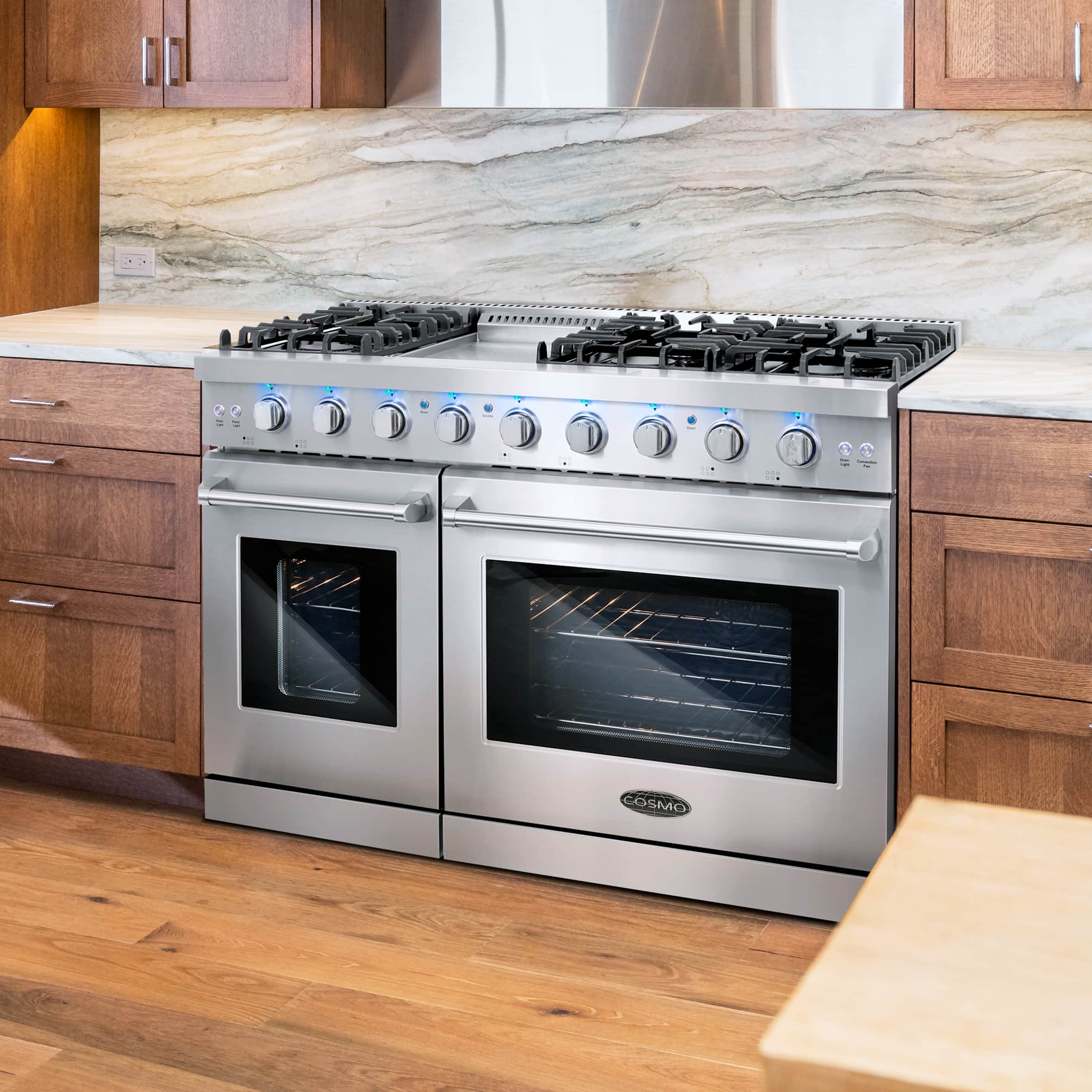 Cosmo 48-Inch 6.8 Cu. Ft. Double Oven Gas Range in Stainless Steel (COS-EPGR486G) - Image 4