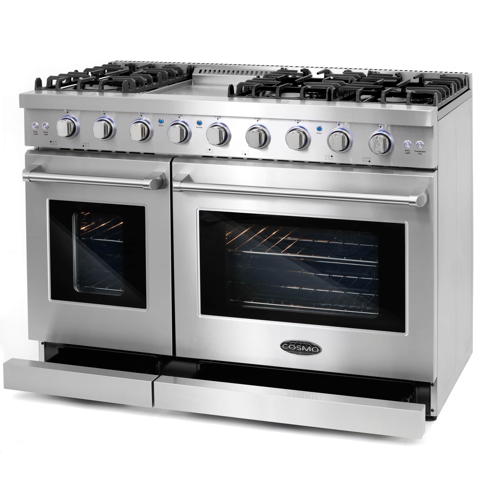 Cosmo 48-Inch 6.8 Cu. Ft. Double Oven Gas Range in Stainless Steel (COS-EPGR486G) - Image 9