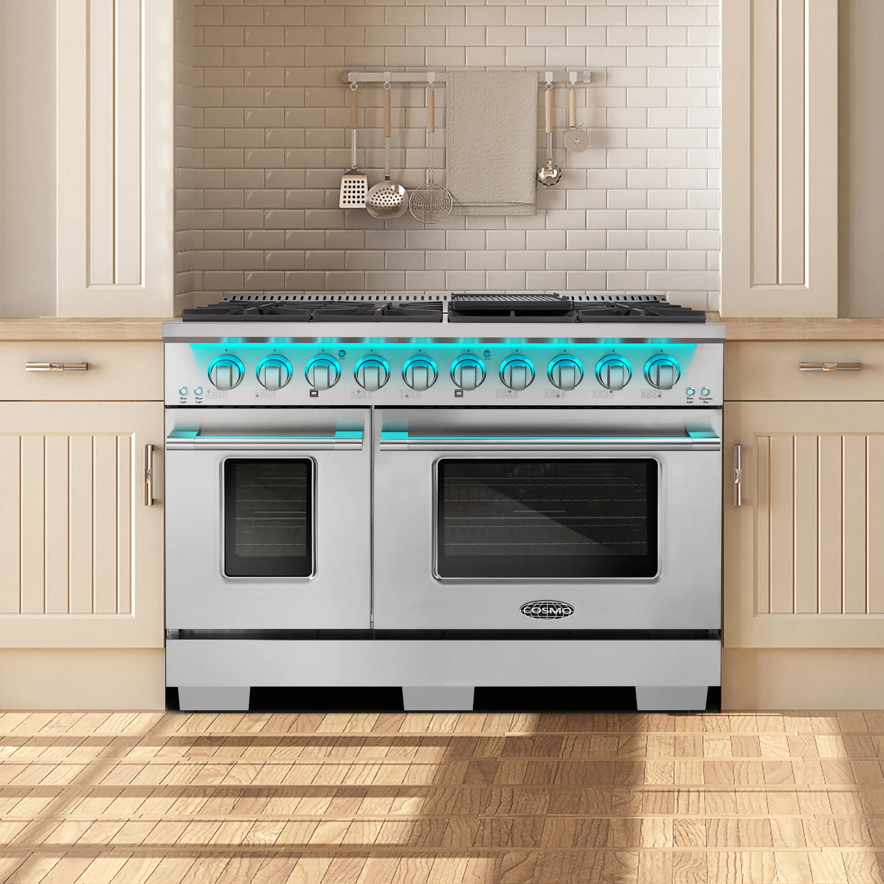 Cosmo 48-Inch High End Style Double Oven Dual Fuel Range in Stainless Steel (COS-DFRP488K) - Image 2