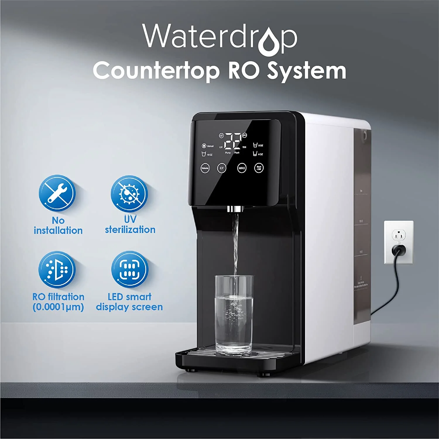 Waterdrop Countertop Reverse Osmosis System, 4 Stage Reverse Osmosis Water Filter Countertop, 3:1 Pure to Drain, Reduce PFAS, No Installation Required (WD-N1-W) - Image 3