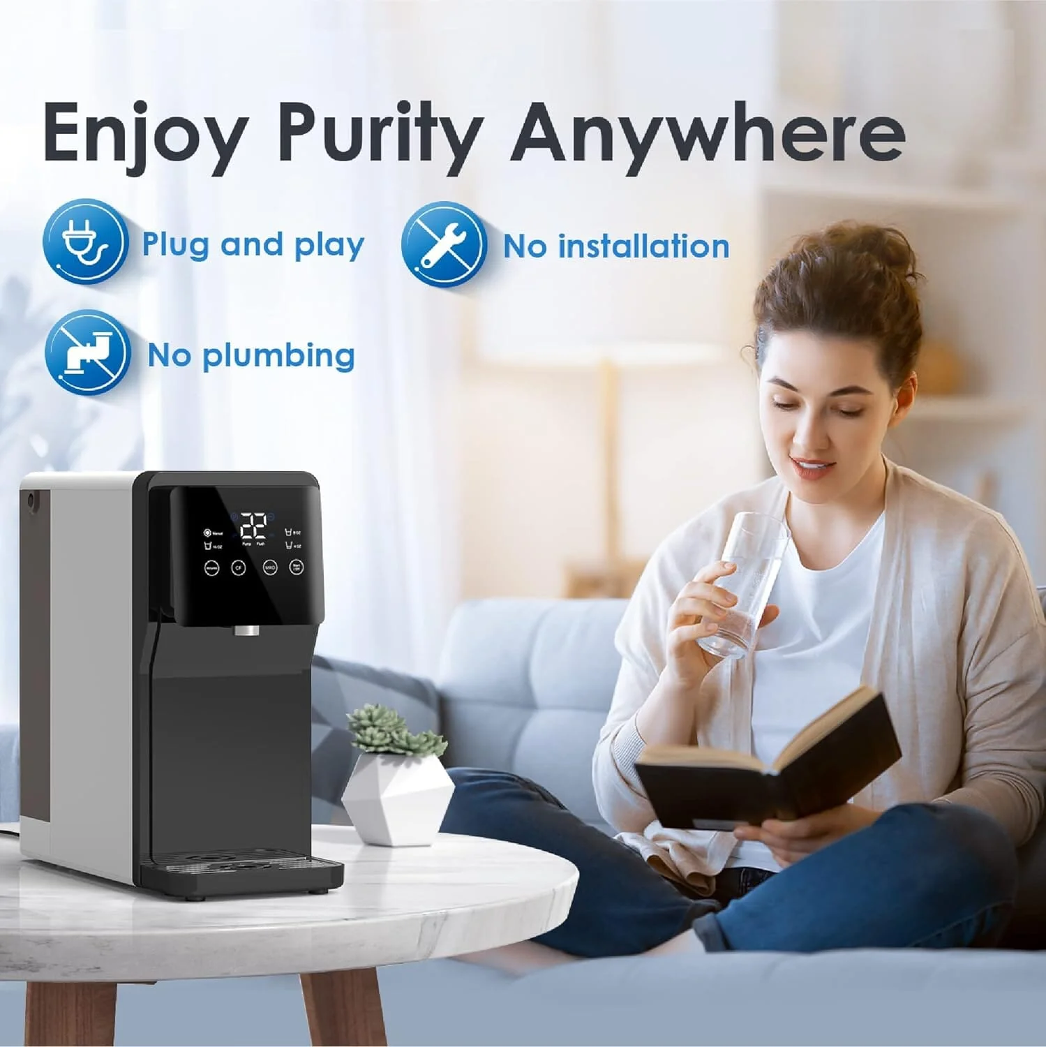 Waterdrop Countertop Reverse Osmosis System, 4 Stage Reverse Osmosis Water Filter Countertop, 3:1 Pure to Drain, Reduce PFAS, No Installation Required (WD-N1-W) - Image 5