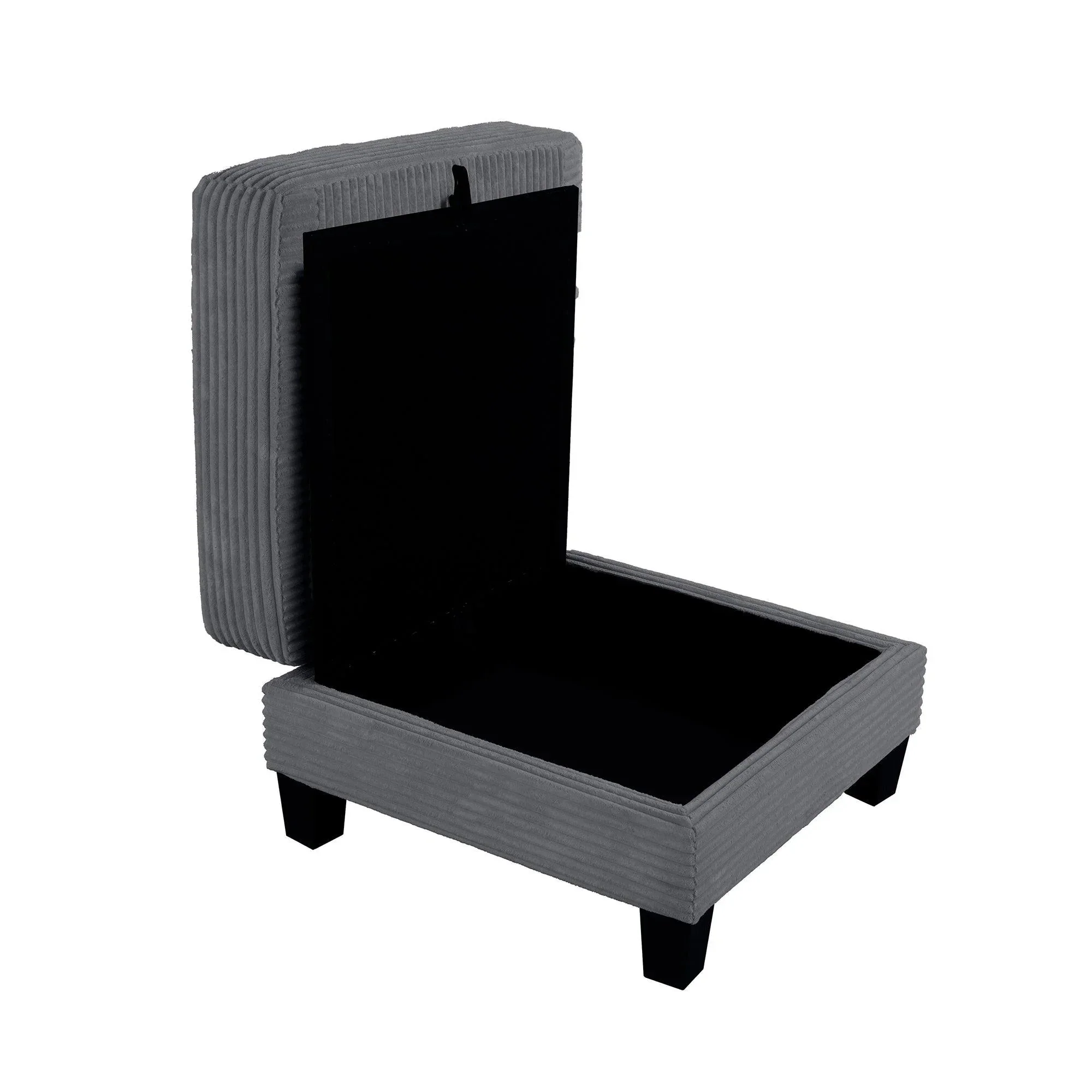 Parrot Uncle Dark Gray 3 Piece Set Comfy Sofa Couch 3-Seater & Loveseat Sofa with Storage Ottoman for Living Room with USB, Side Pockets, Pillows included - Image 12