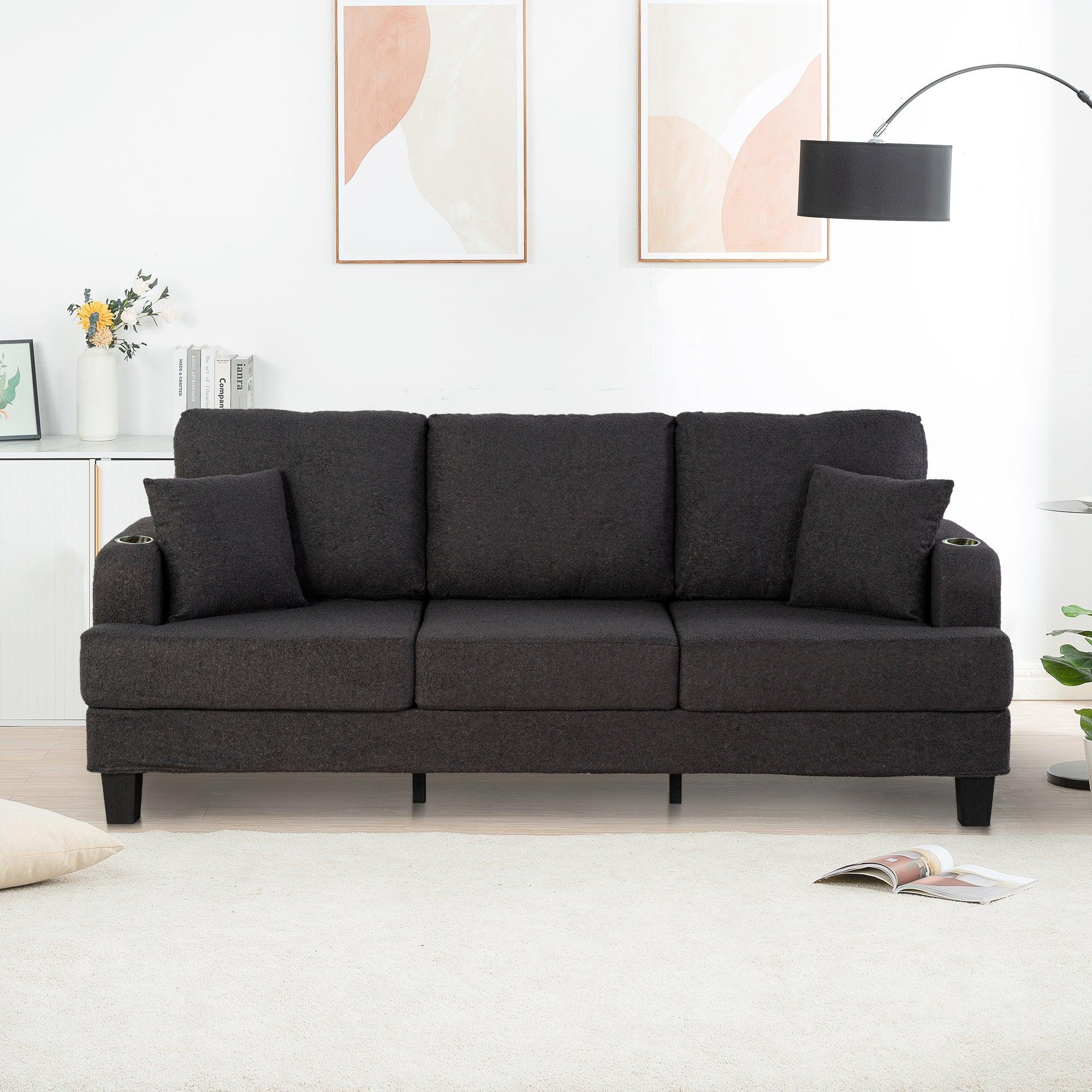 Parrot Uncle Dark Gray 3-Piece Sofa Set with Storage Ottoman & USB Charging - Image 10
