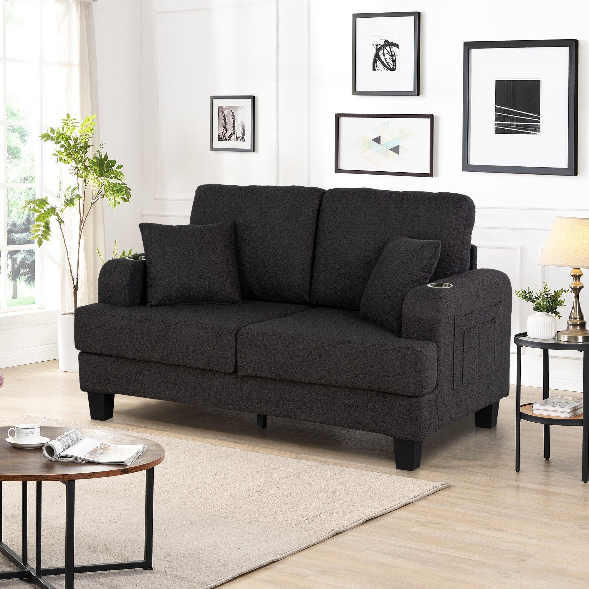 Parrot Uncle Dark Gray 3-Piece Sofa Set with Storage Ottoman & USB Charging - Image 11