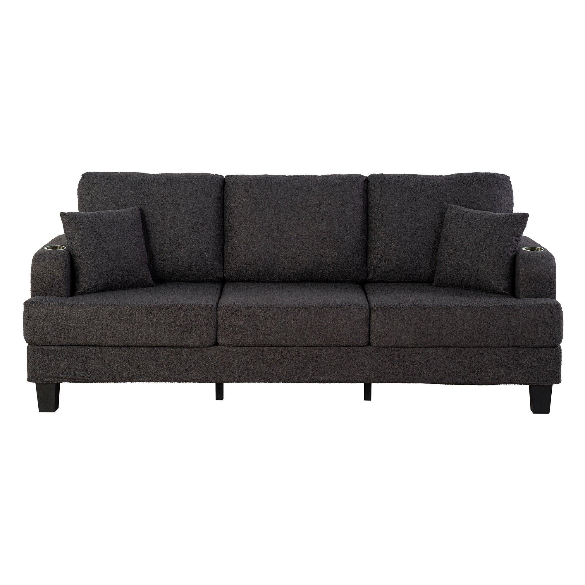 Parrot Uncle Dark Gray 3-Piece Sofa Set with Storage Ottoman & USB Charging - Image 13
