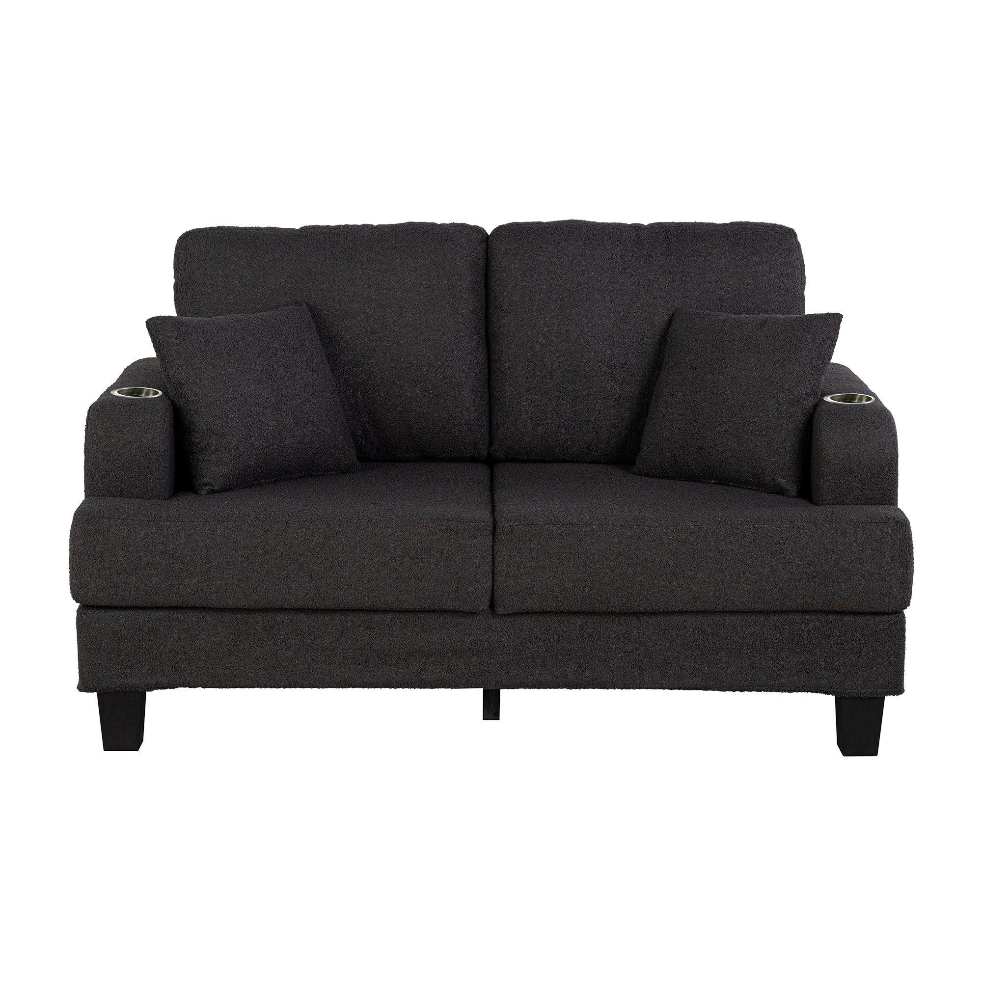 Parrot Uncle Dark Gray 3-Piece Sofa Set with Storage Ottoman & USB Charging - Image 14