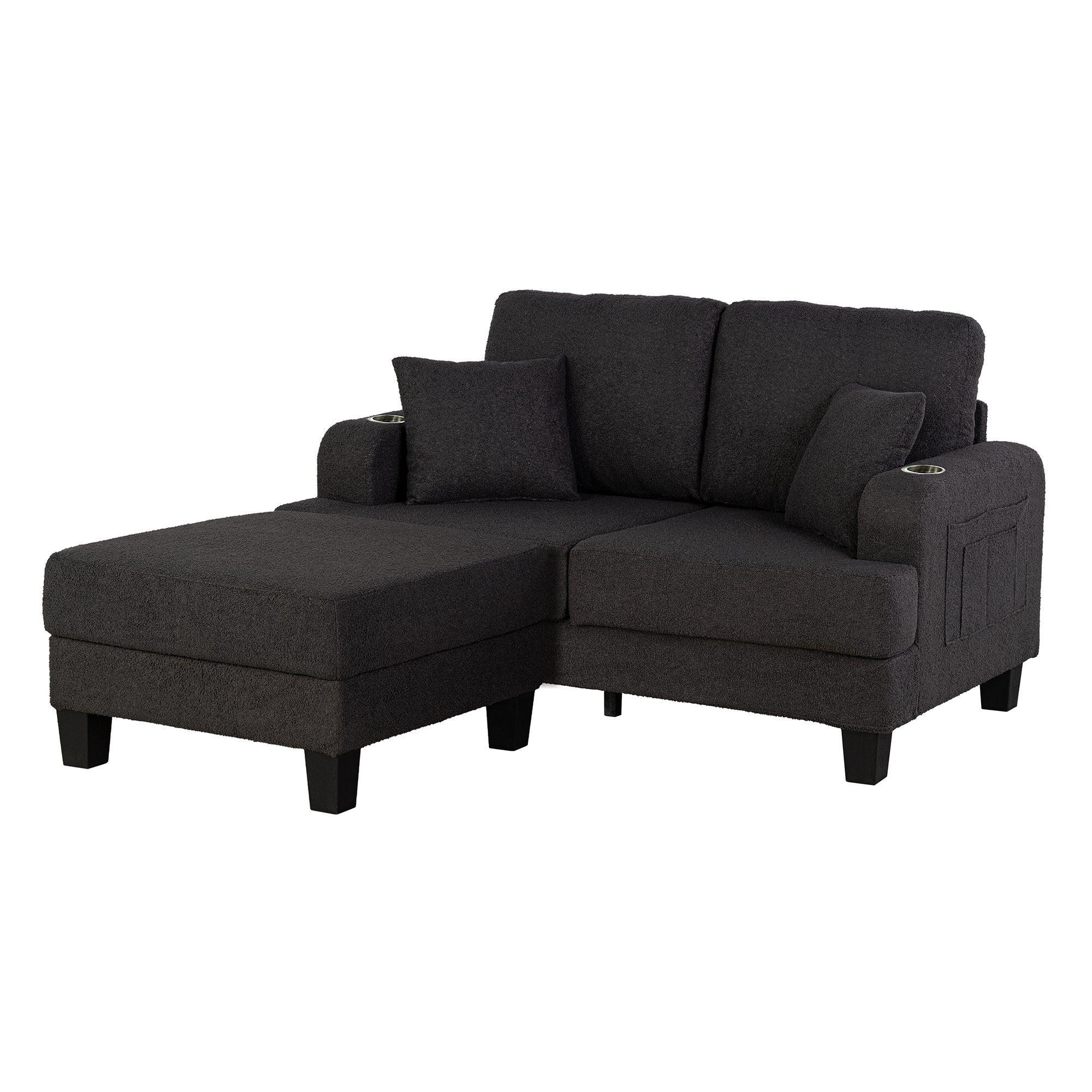 Parrot Uncle Dark Gray 3-Piece Sofa Set with Storage Ottoman & USB Charging - Image 15