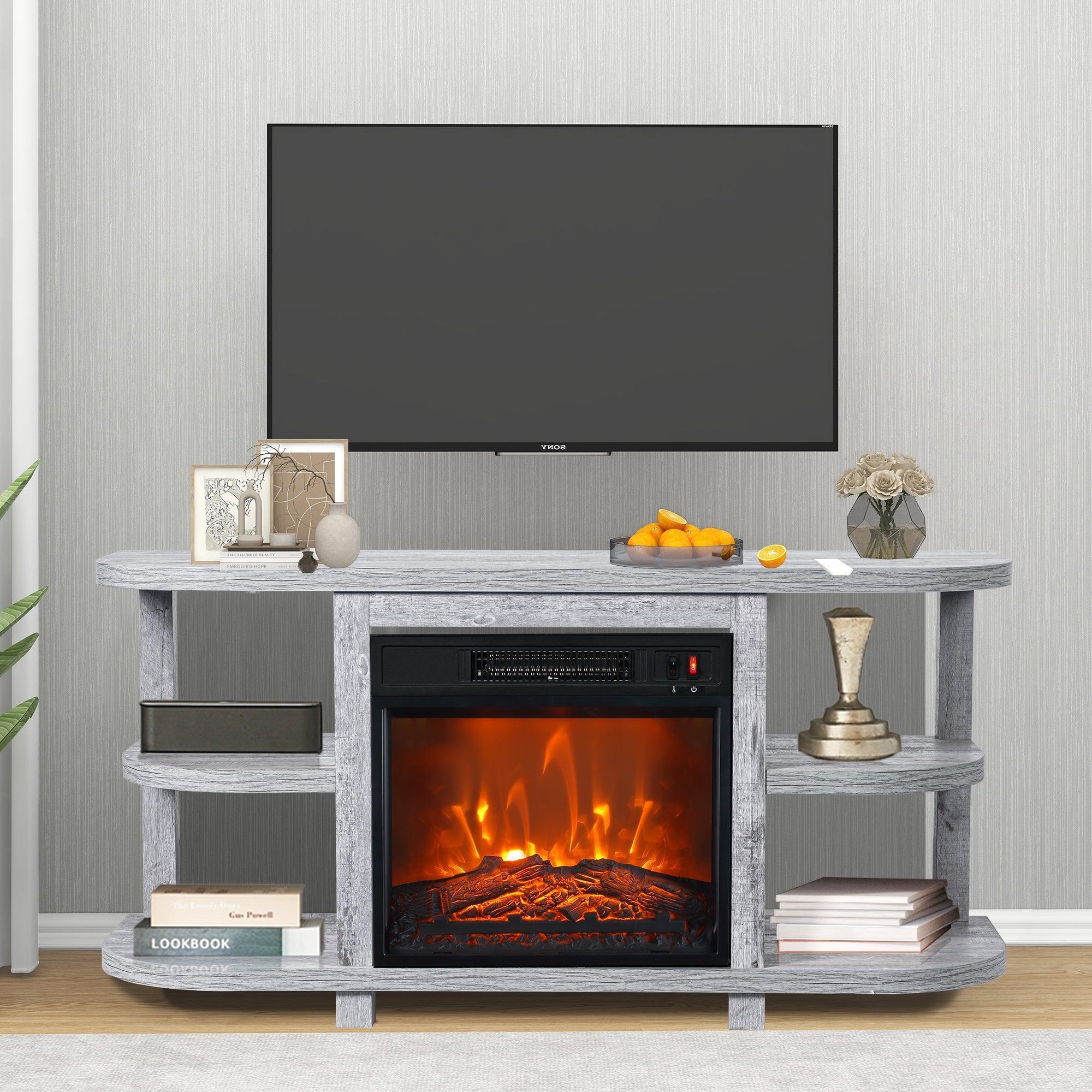 Parrot Uncle Decorative Modern 48-Inch TV Stand with 18-Inch Insert Electric Fireplace - Image 17