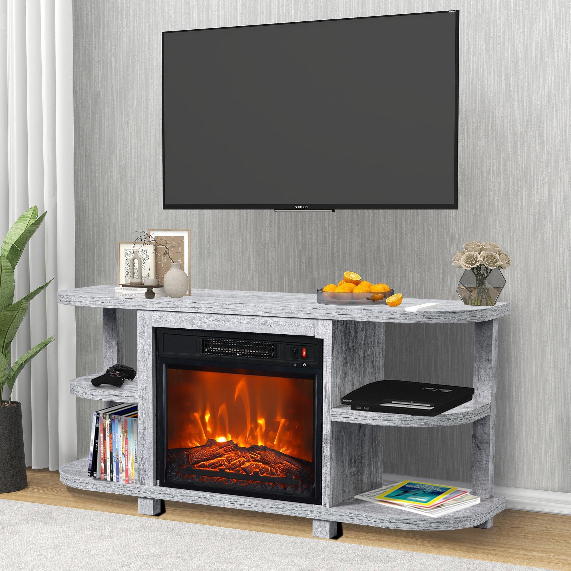 Parrot Uncle Decorative Modern 48-Inch TV Stand with 18-Inch Insert Electric Fireplace - Image 24