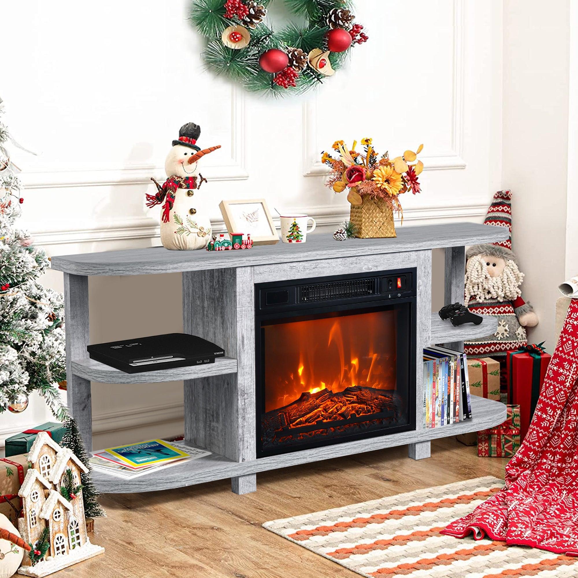 Parrot Uncle Decorative Modern 48-Inch TV Stand with 18-Inch Insert Electric Fireplace - Image 4