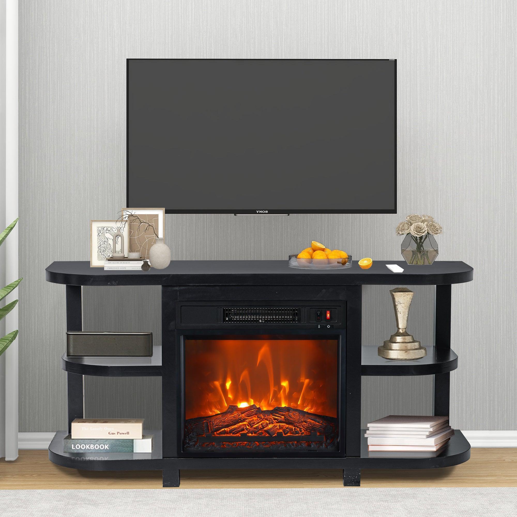 Parrot Uncle Decorative Modern 48-Inch TV Stand with 18-Inch Insert Electric Fireplace - Image 5