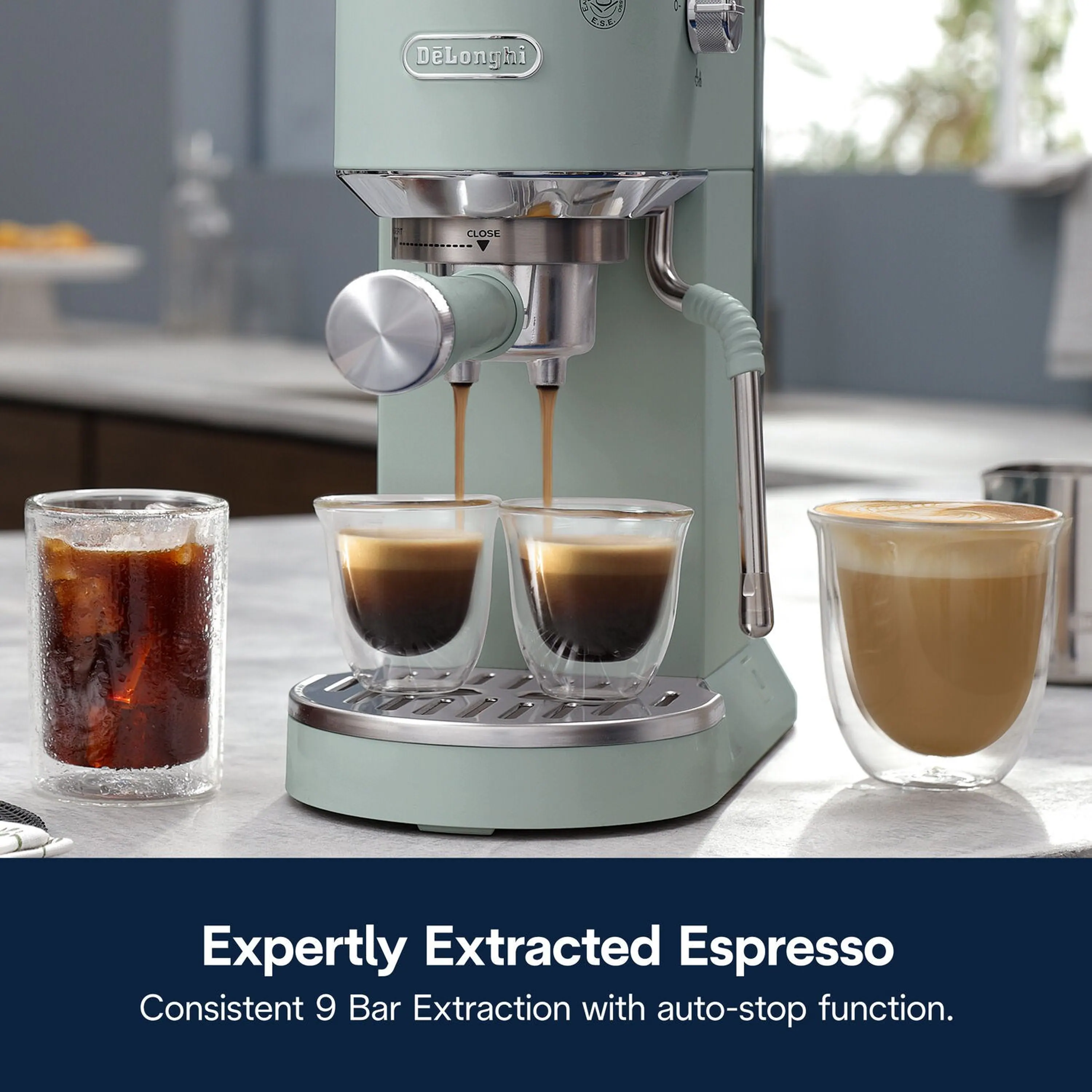 De'Longhi Dedica Duo Pump Espresso Machine with Cold Brew, Frothing Wand in Green (EC890GR) - Image 19