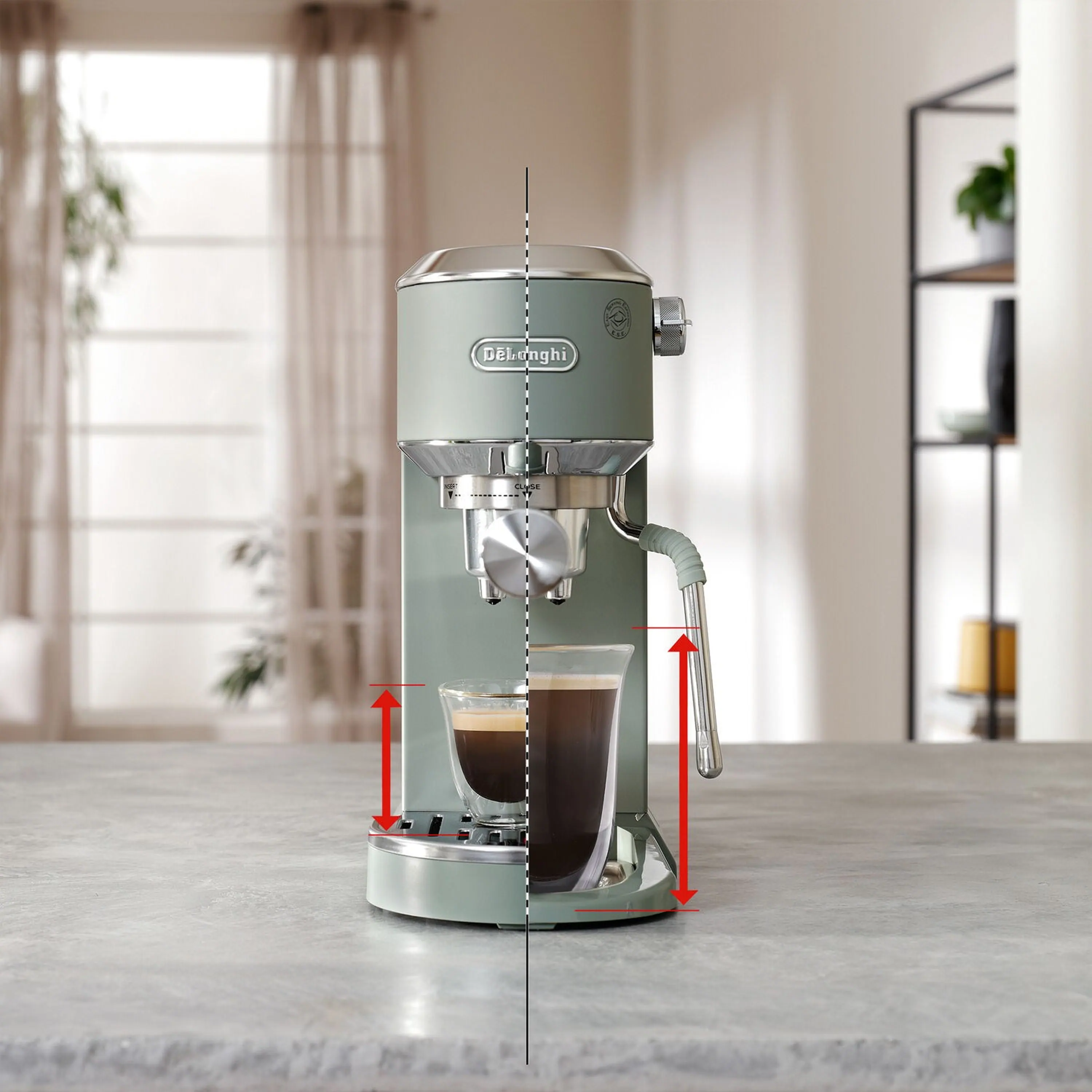 De'Longhi Dedica Duo Pump Espresso Machine with Cold Brew, Frothing Wand in Green (EC890GR) - Image 2