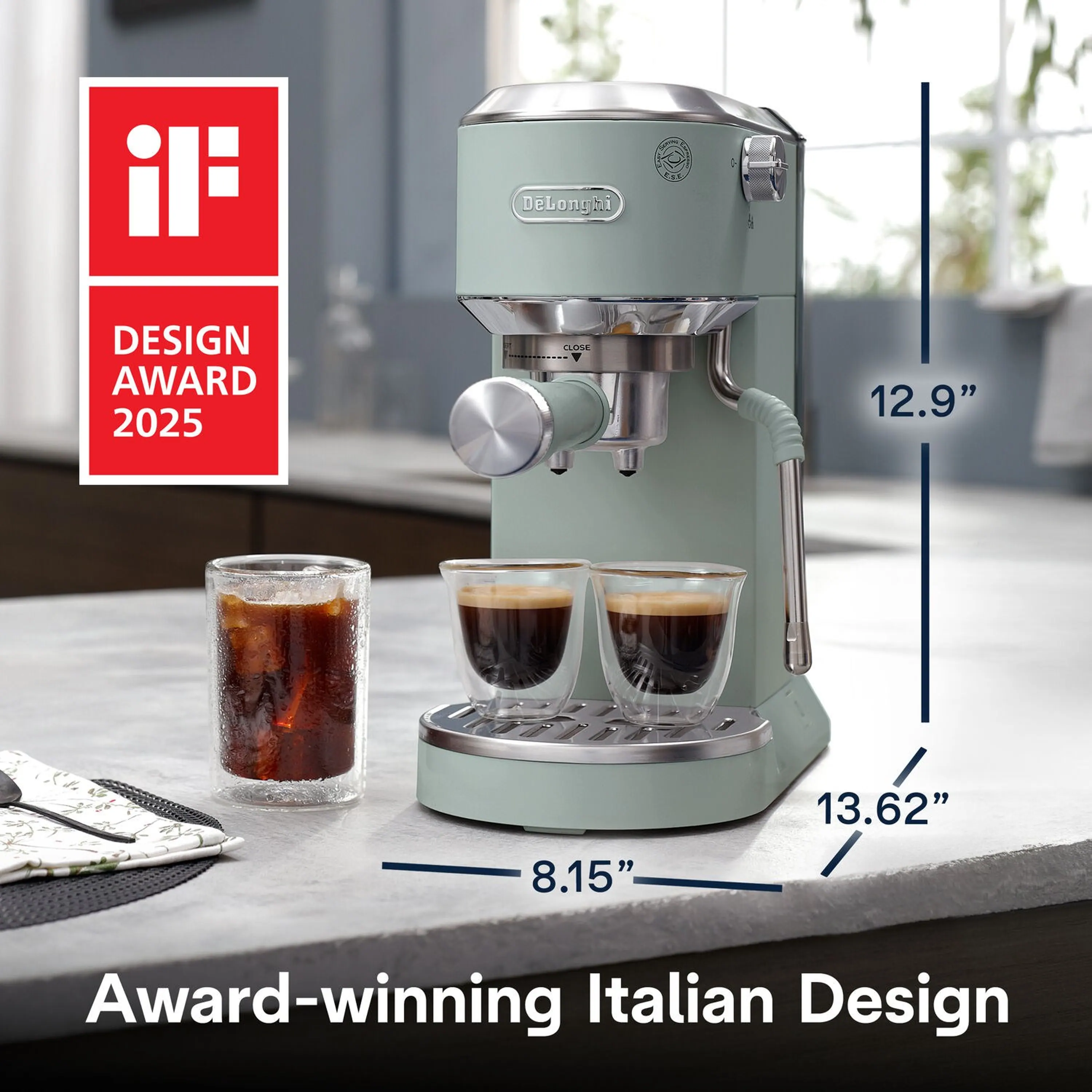 De'Longhi Dedica Duo Pump Espresso Machine with Cold Brew, Frothing Wand in Green (EC890GR) - Image 23