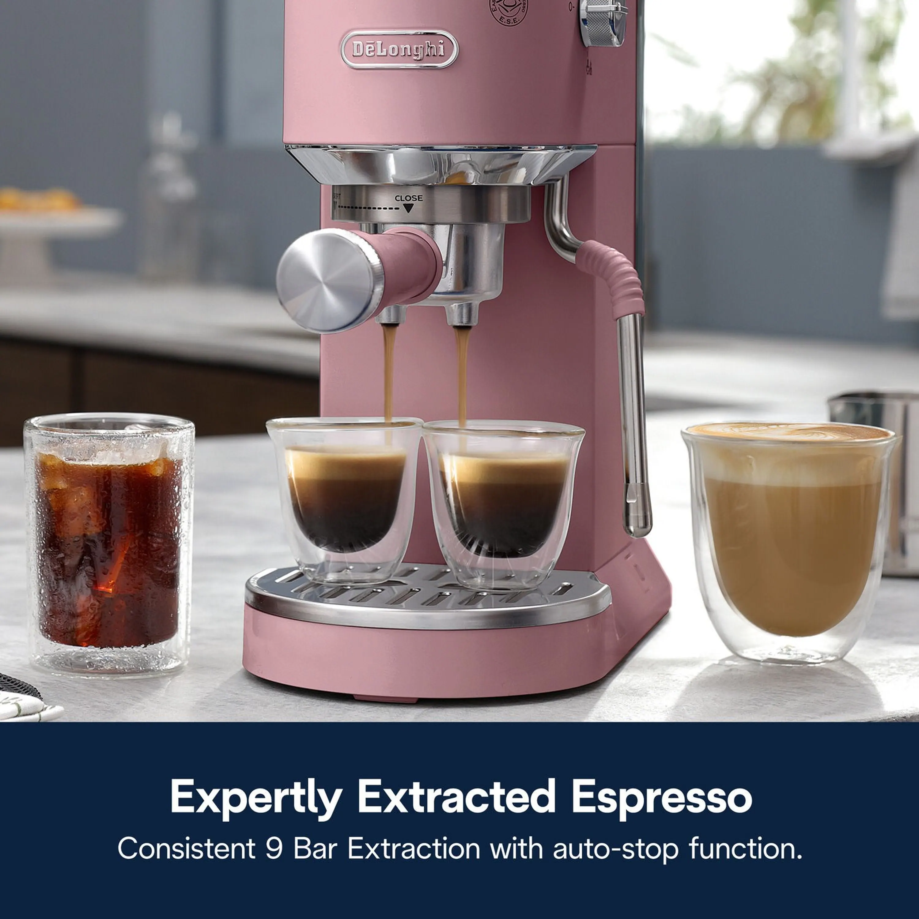 De'Longhi Dedica Duo Pump Espresso Machine with Cold Brew, Frothing Wand in Pink (EC890PK) - Image 17