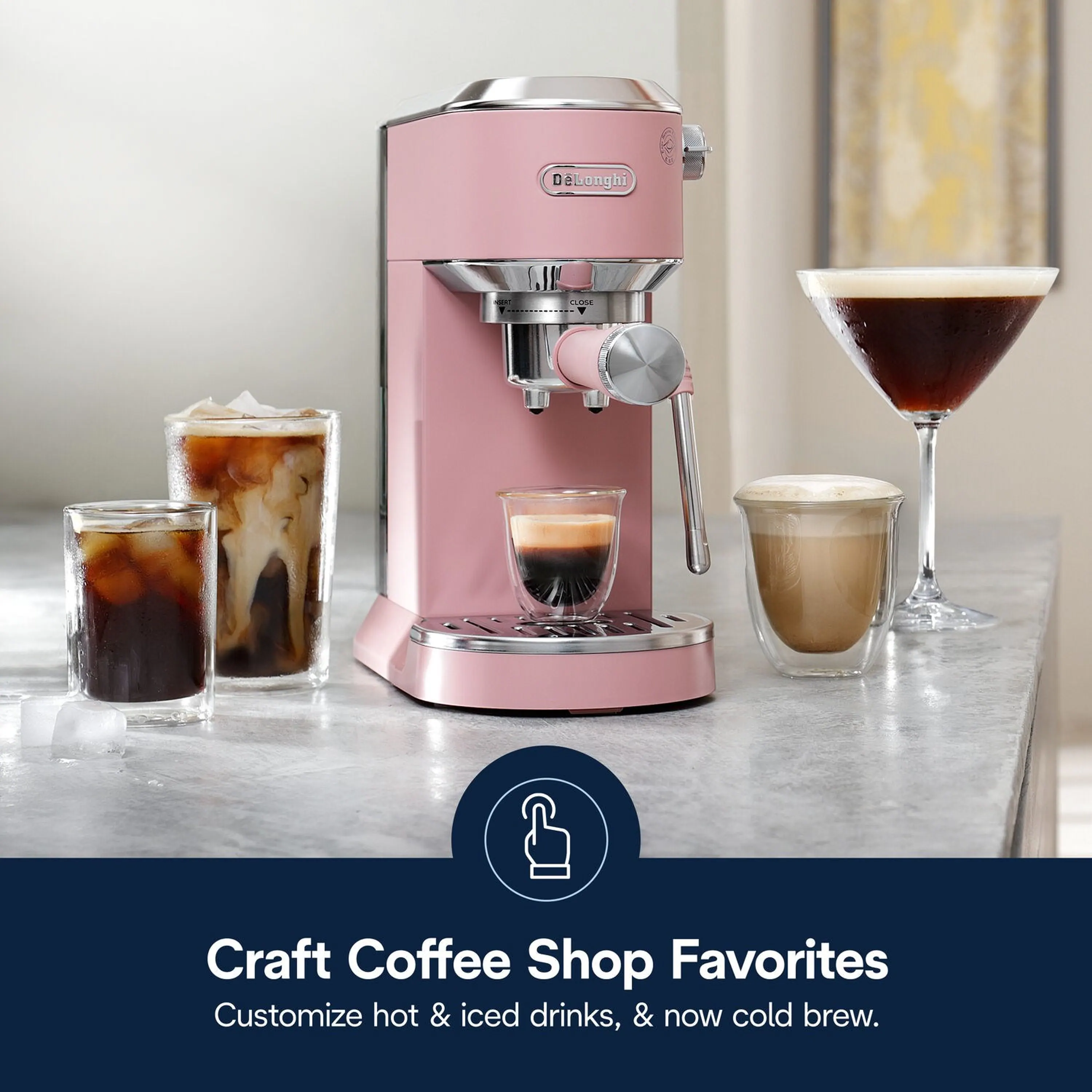 De'Longhi Dedica Duo Pump Espresso Machine with Cold Brew, Frothing Wand in Pink (EC890PK) - Image 18