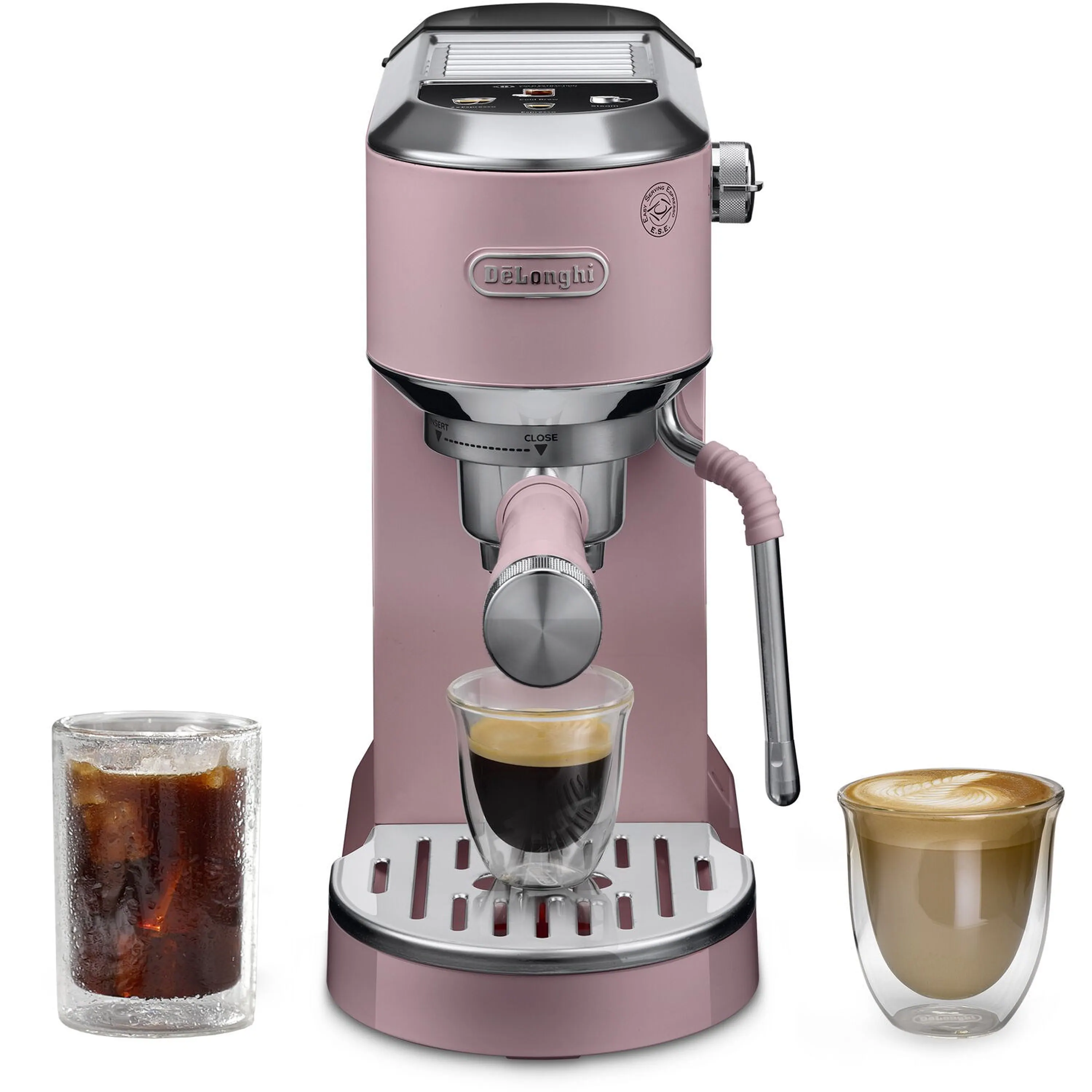 De'Longhi Dedica Duo Pump Espresso Machine with Cold Brew, Frothing Wand in Pink (EC890PK) - Image 5