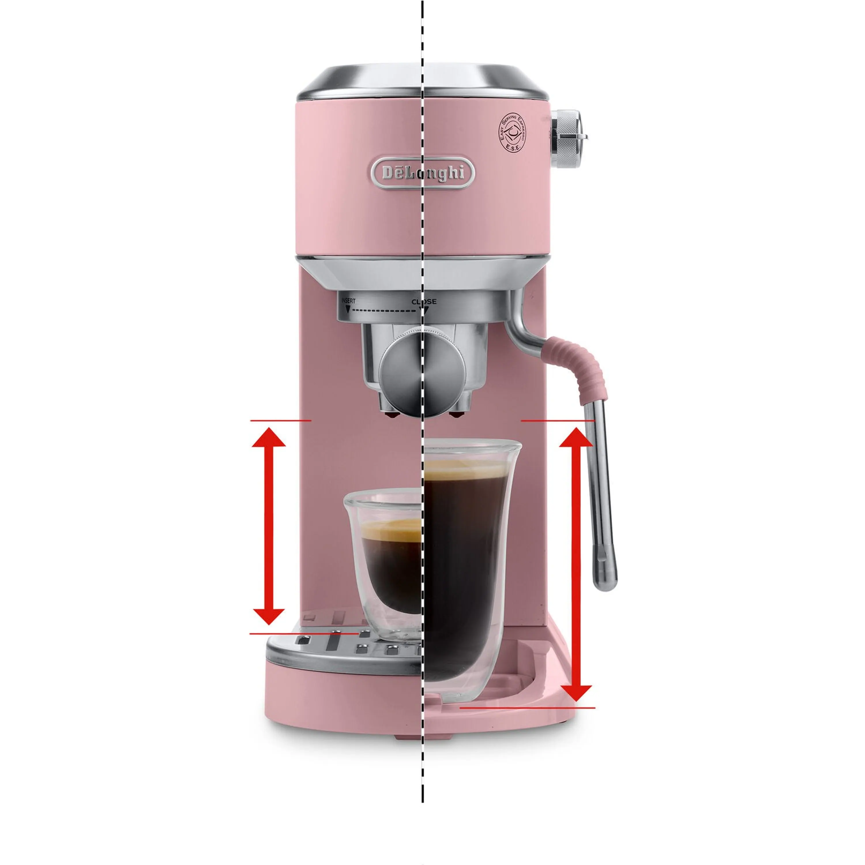 De'Longhi Dedica Duo Pump Espresso Machine with Cold Brew, Frothing Wand in Pink (EC890PK) - Image 6